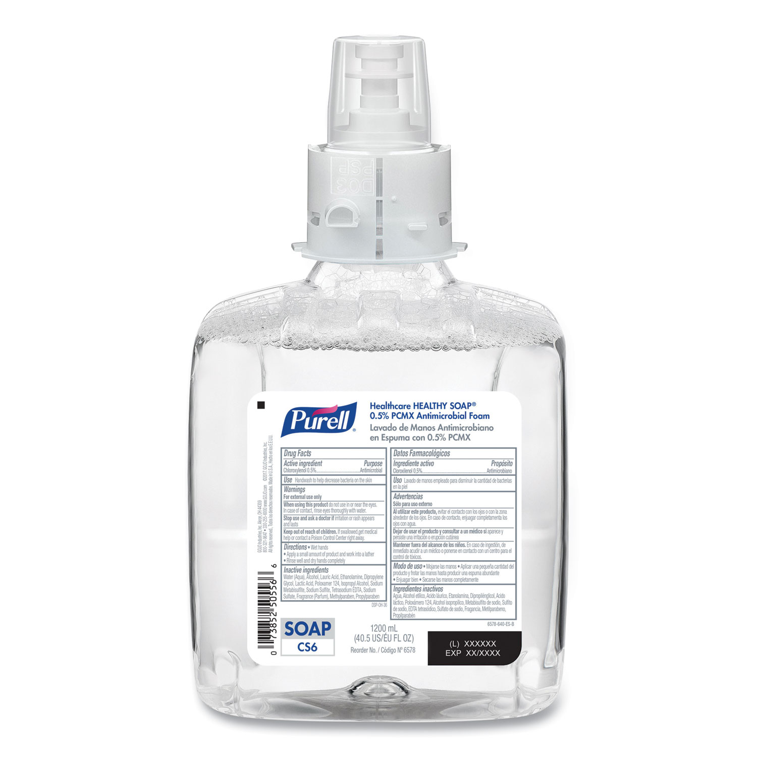  PURELL 6578-02 Healthcare HEALTHY SOAP 0.5% PCMX Antimicrobial Foam, For CS6 Dispensers, 1,200 mL, 2/CT (GOJ657802) 
