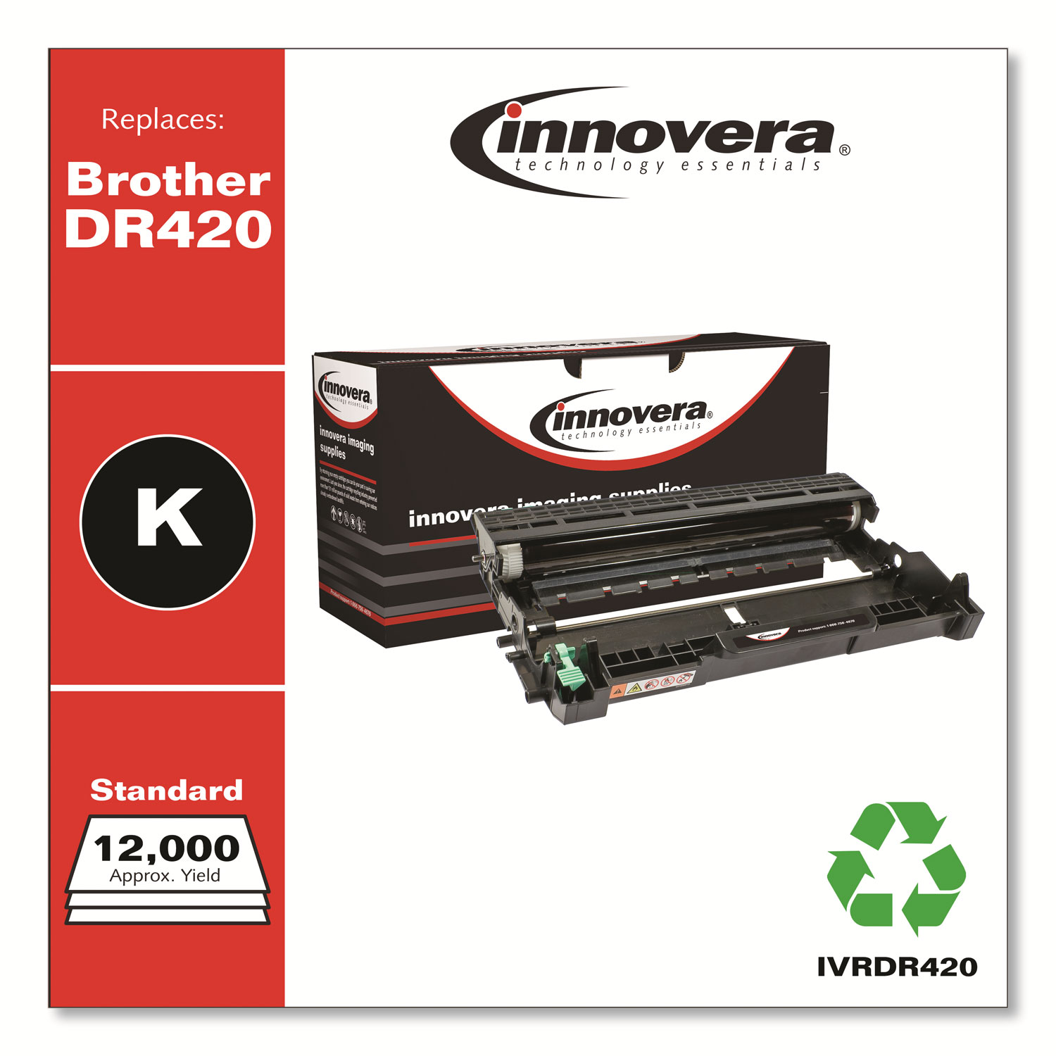  Innovera IVRDR420 Remanufactured DR420 Drum Unit, 12000 Page-Yield, Black (IVRDR420) 