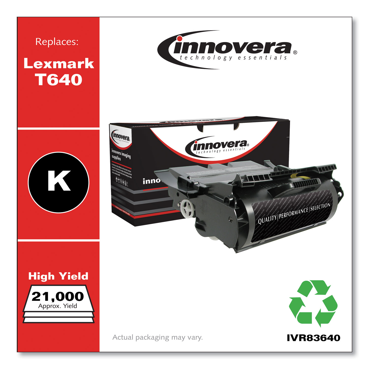  Innovera IVR83640 Remanufactured 64015HA (T640) High-Yield Toner, 21000 Page-Yield, Black (IVR83640) 