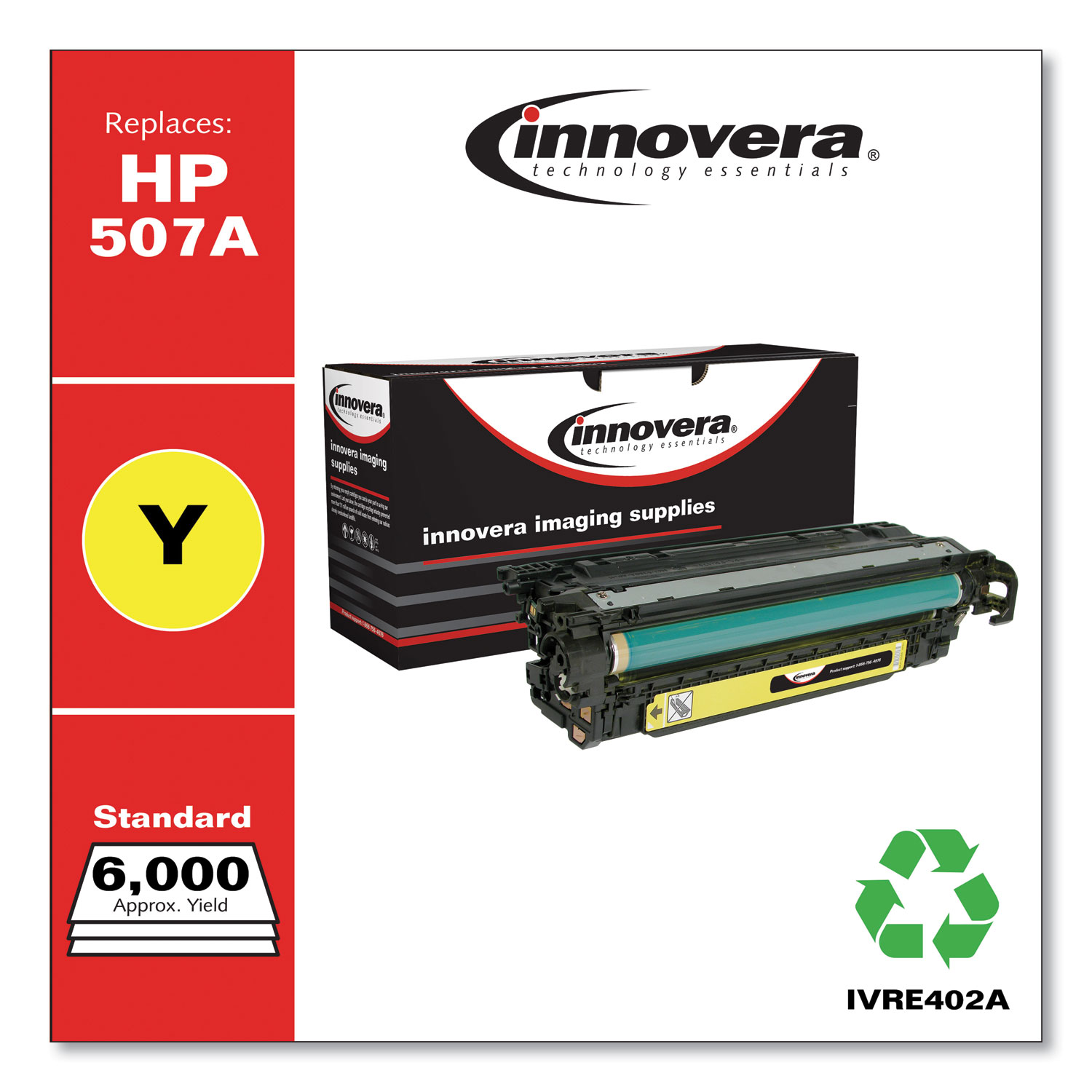  Innovera IVRE402A Remanufactured CE402A (507A) Toner, 6000 Page-Yield, Yellow (IVRE402A) 