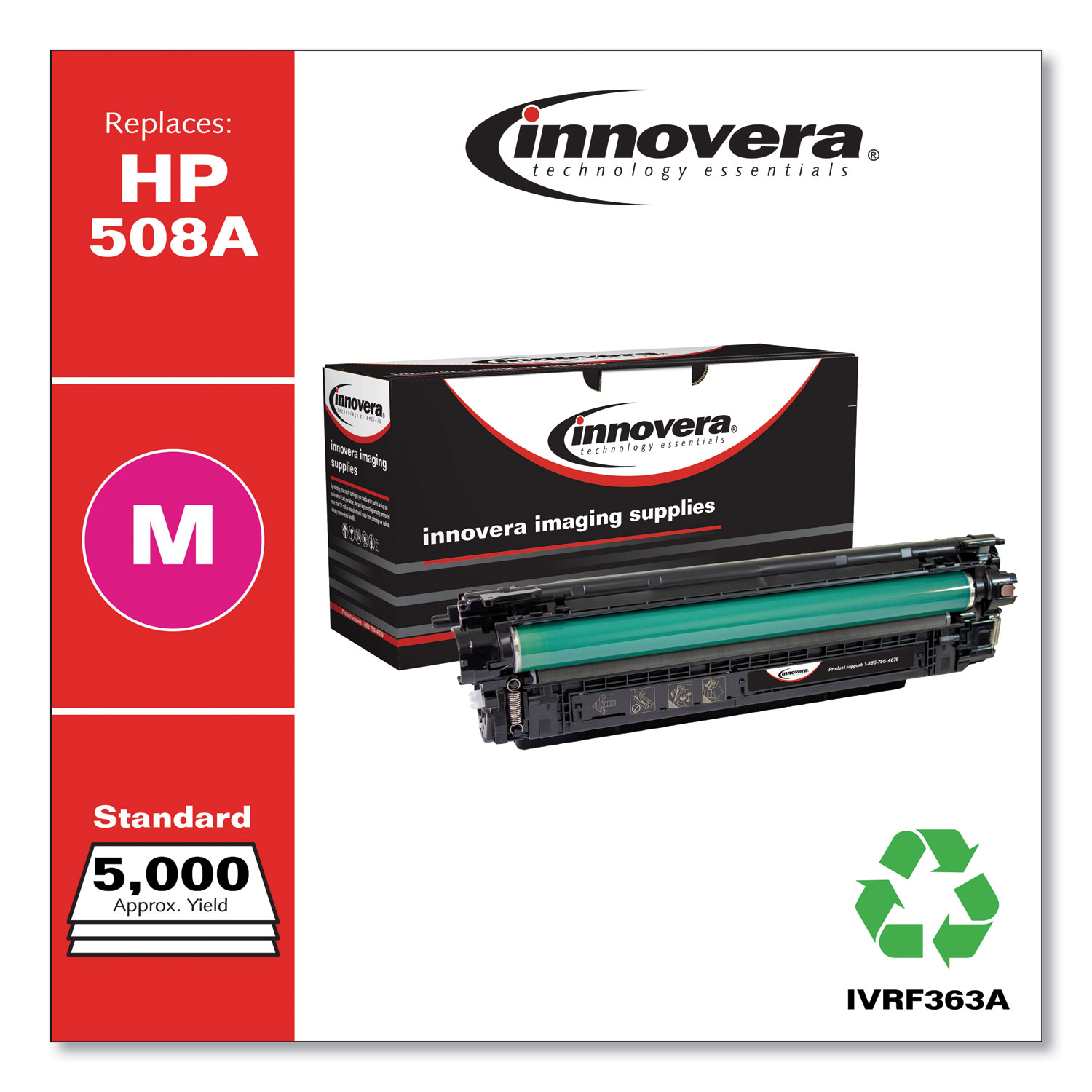 Innovera IVR508AM Remanufactured CF363A (508A) Toner, 5000 Page-Yield, Magenta (IVRF363A) 