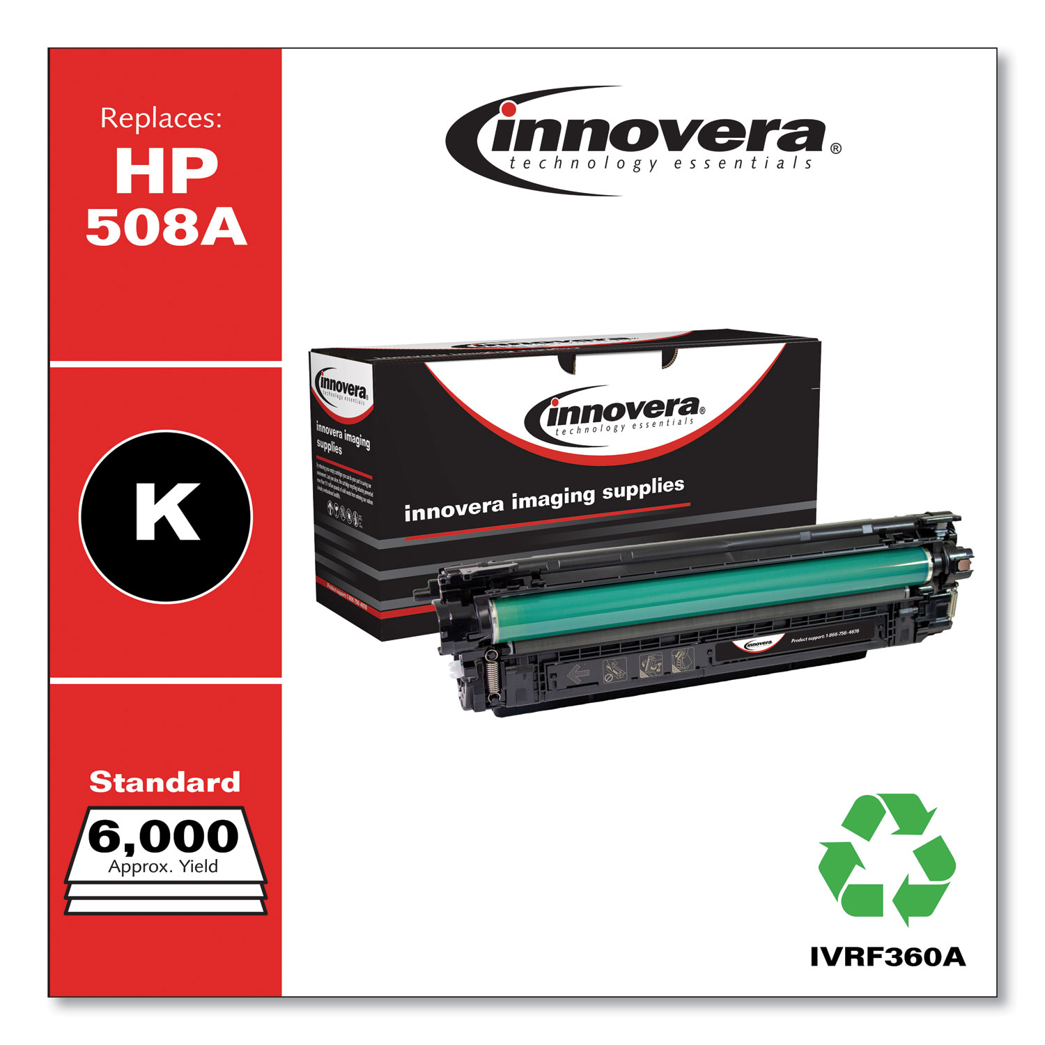  Innovera IVR508AB Remanufactured CF360A (508A) Toner, 6000 Page-Yield, Black (IVRF360A) 