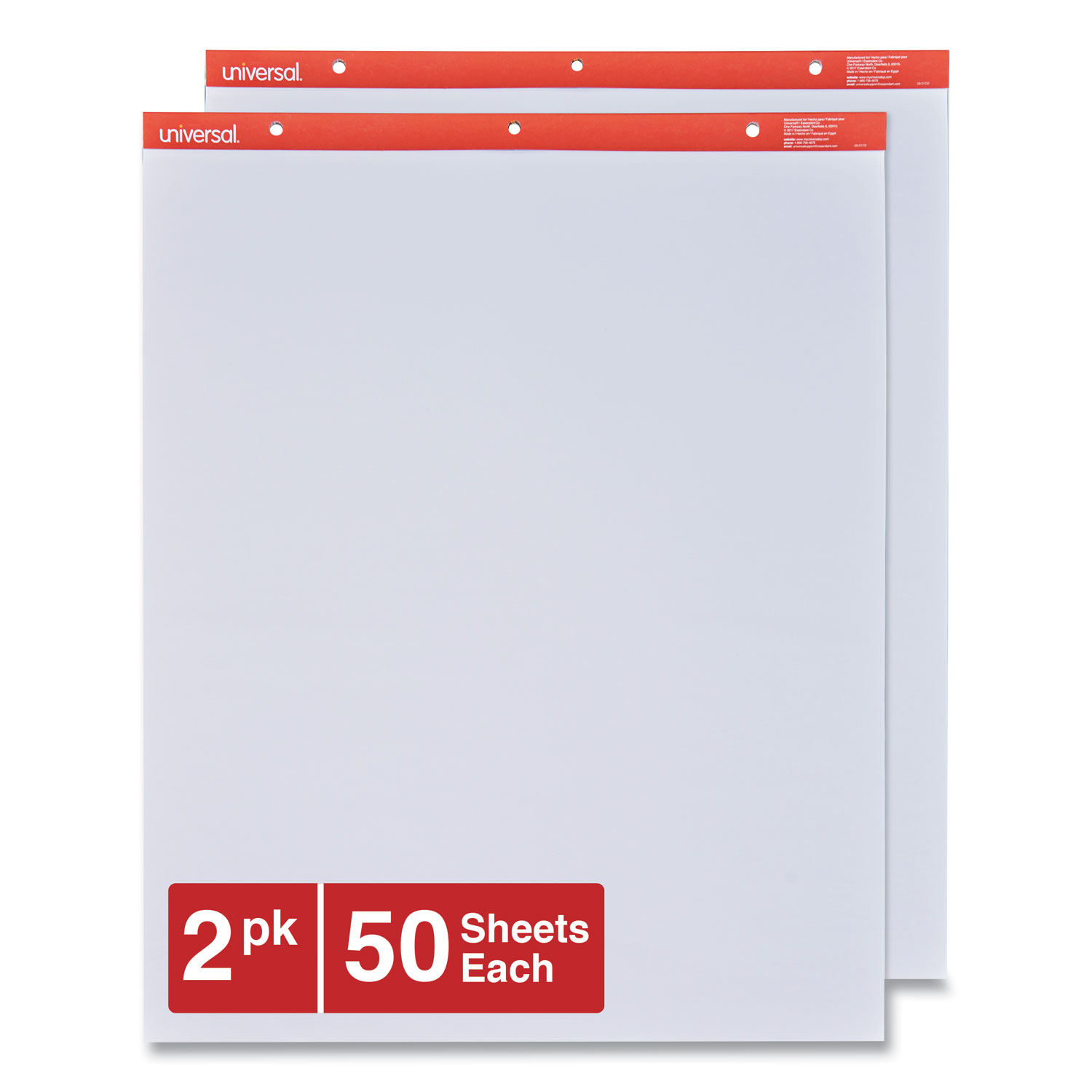  Universal UNV35600 Easel Pads/Flip Charts, 27 x 34, White, 50 Sheets, 2/Carton (UNV35600) 