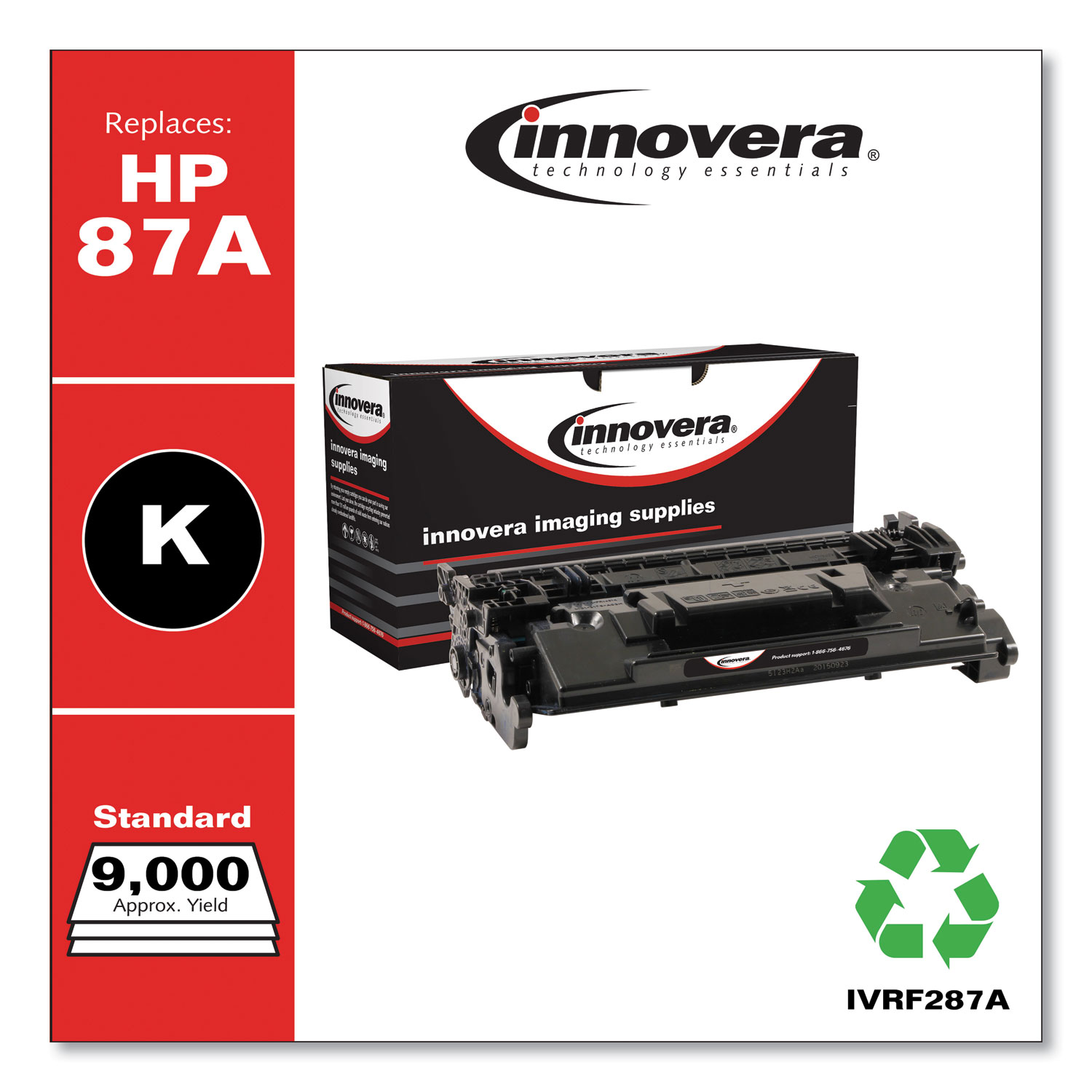  Innovera IVRF287A Remanufactured CF287A (87A) Toner, 9000 Page-Yield, Black (IVRF287A) 