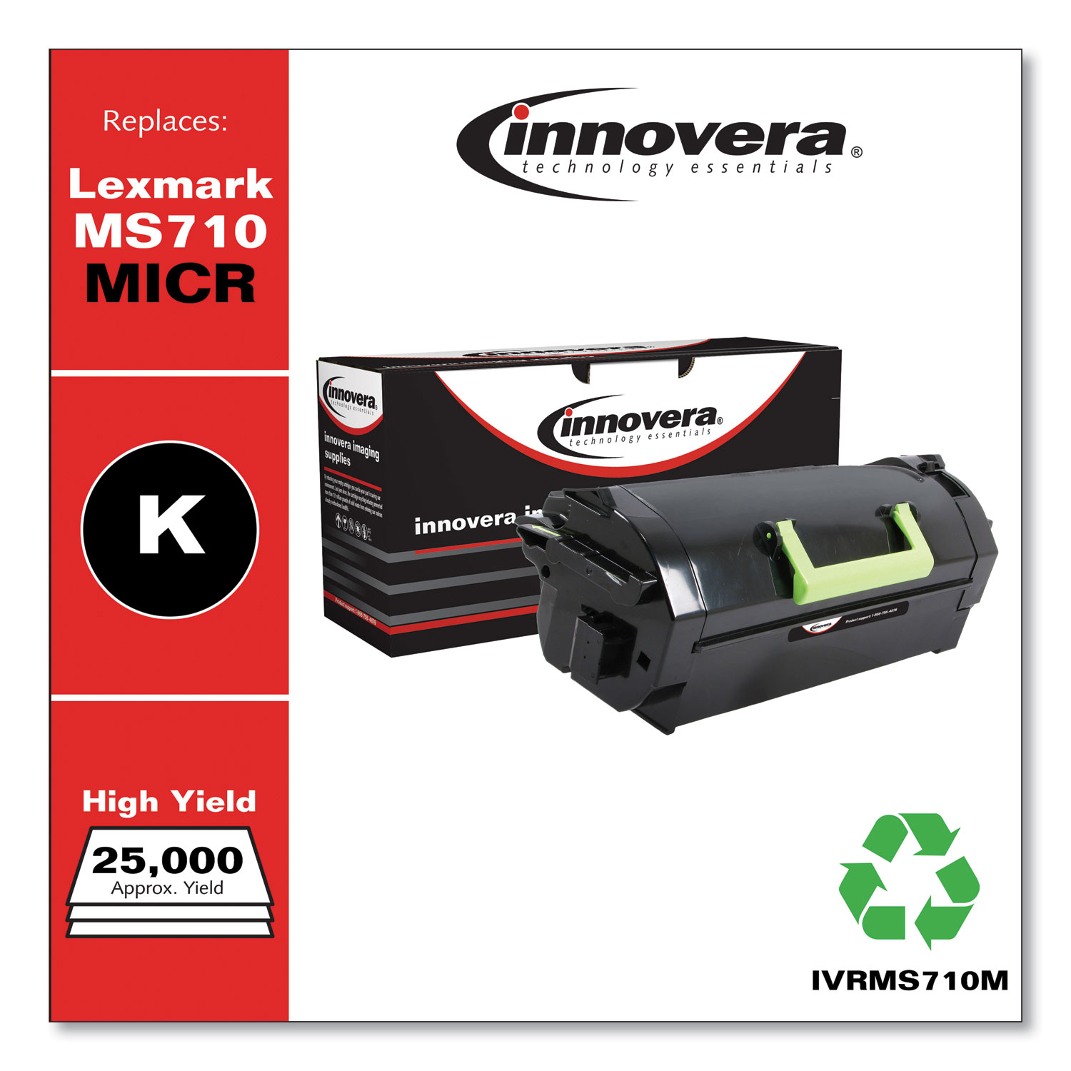  Innovera IVRMS710M Remanufactured 52D0HA0 (MS710M) High-Yield MICR Toner, 25000 Page-Yield, Black (IVRMS710M) 