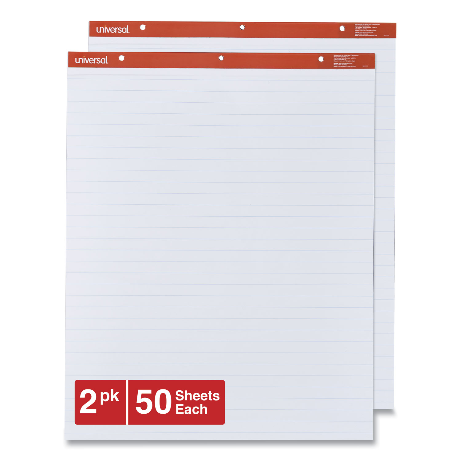  Universal UNV35601 Easel Pads/Flip Charts, 27 x 34, White, 50 Sheets, 2/Carton (UNV35601) 