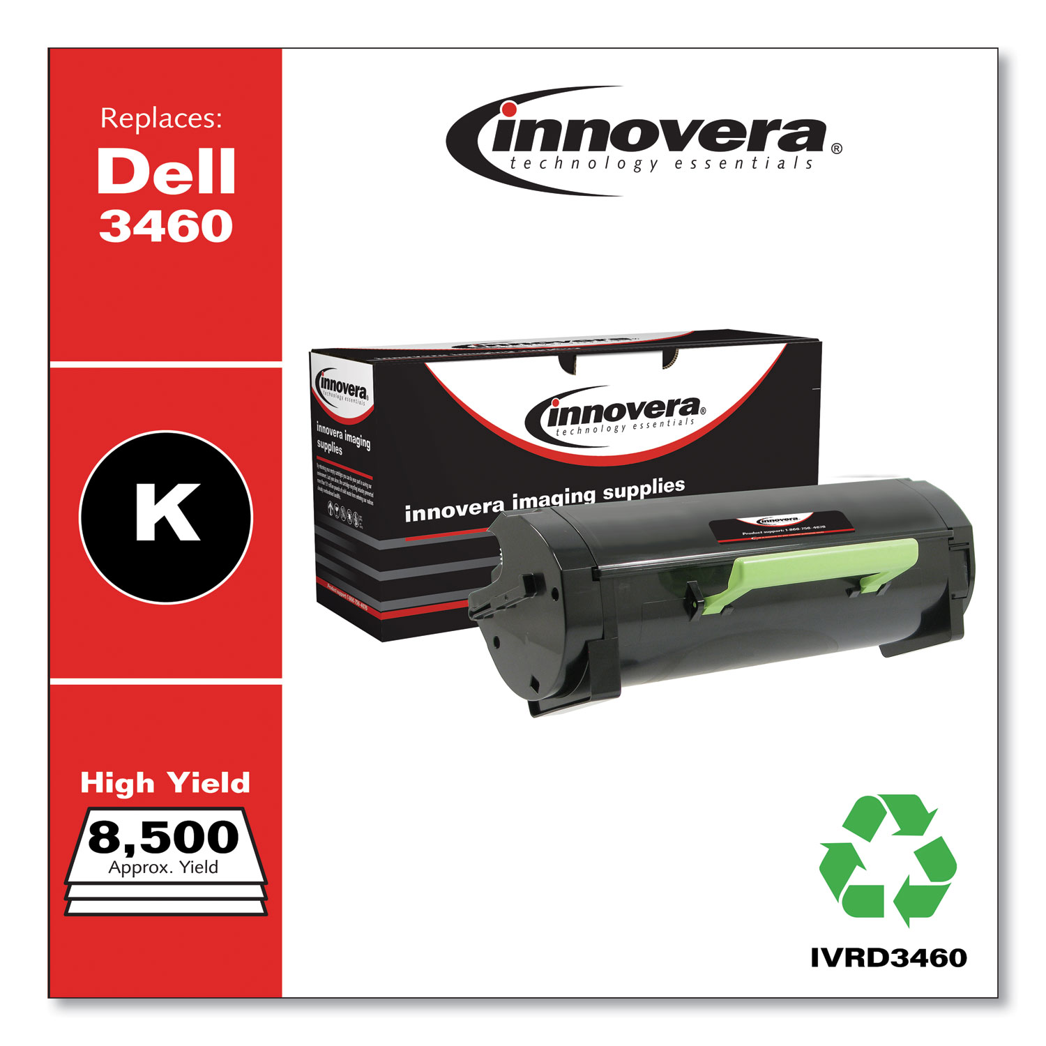  Innovera IVRD3460 Remanufactured 3319806 (B3460) High-Yield Toner, 8500 Page-Yield, Black (IVRD3460) 