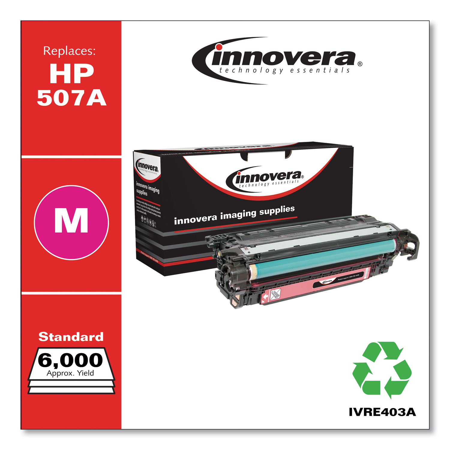  Innovera IVRE403A Remanufactured CE403A (507A) Toner, 6000 Page-Yield, Magenta (IVRE403A) 