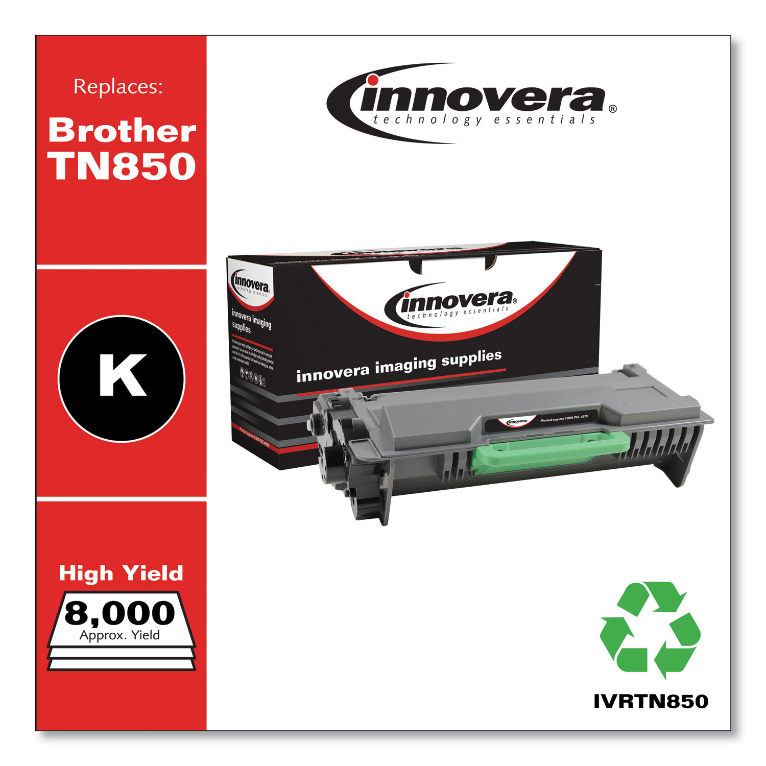  Innovera IVRTN850 Remanufactured TN850 High-Yield Toner, 8000 Page-Yield, Black (IVRTN850) 