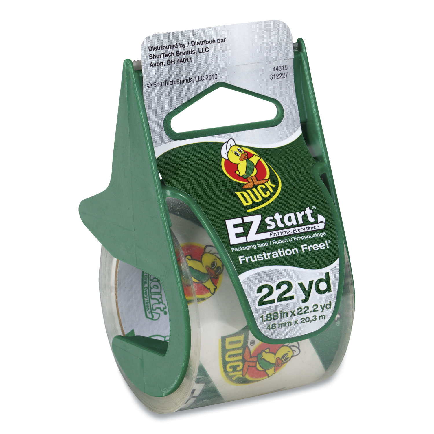 EZ Start Premium Packaging Tape with Dispenser, 1.5" Core, 1.88" x 22.2 yds, Clear