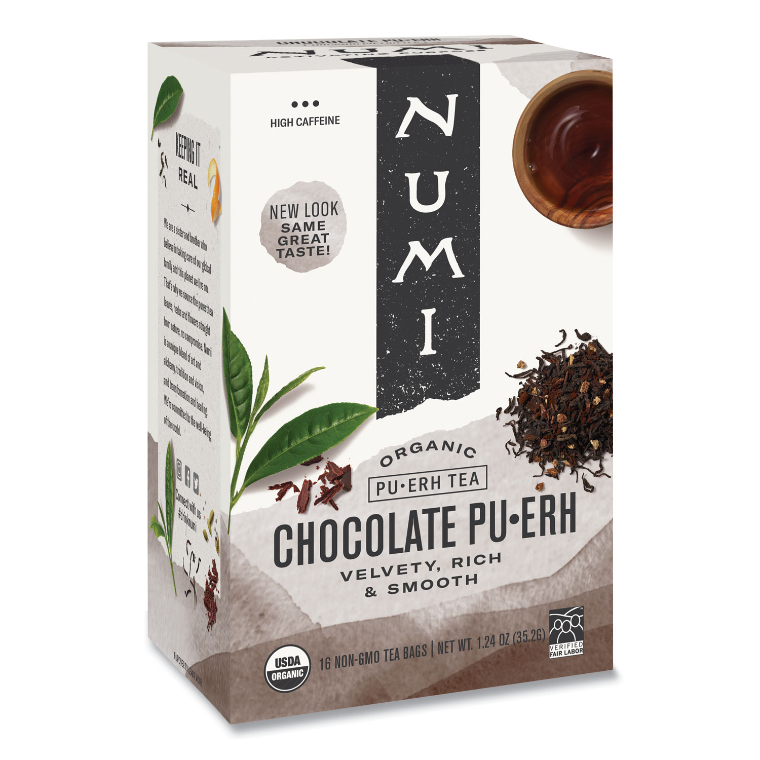  Numi 10360 Organic Tea, Chocolate Puerh, 16/Box (NUM10360) 