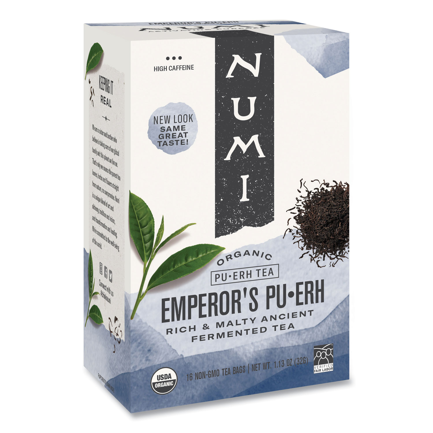  Numi 10350 Organic Teas and Teasans, 0.125 oz, Emperor's Puerh, 16/Box (NUM10350) 