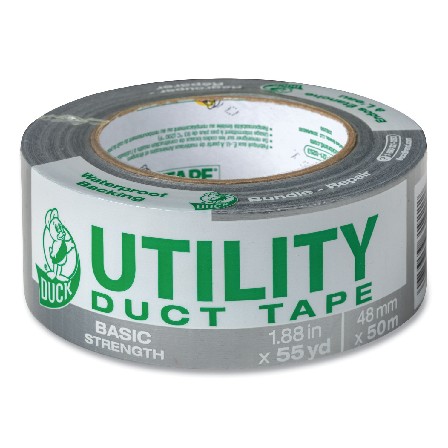  Duck 1118393 Utility Duct Tape, 3 Core, 1.88 x 55 yds, Silver (DUC1118393) 