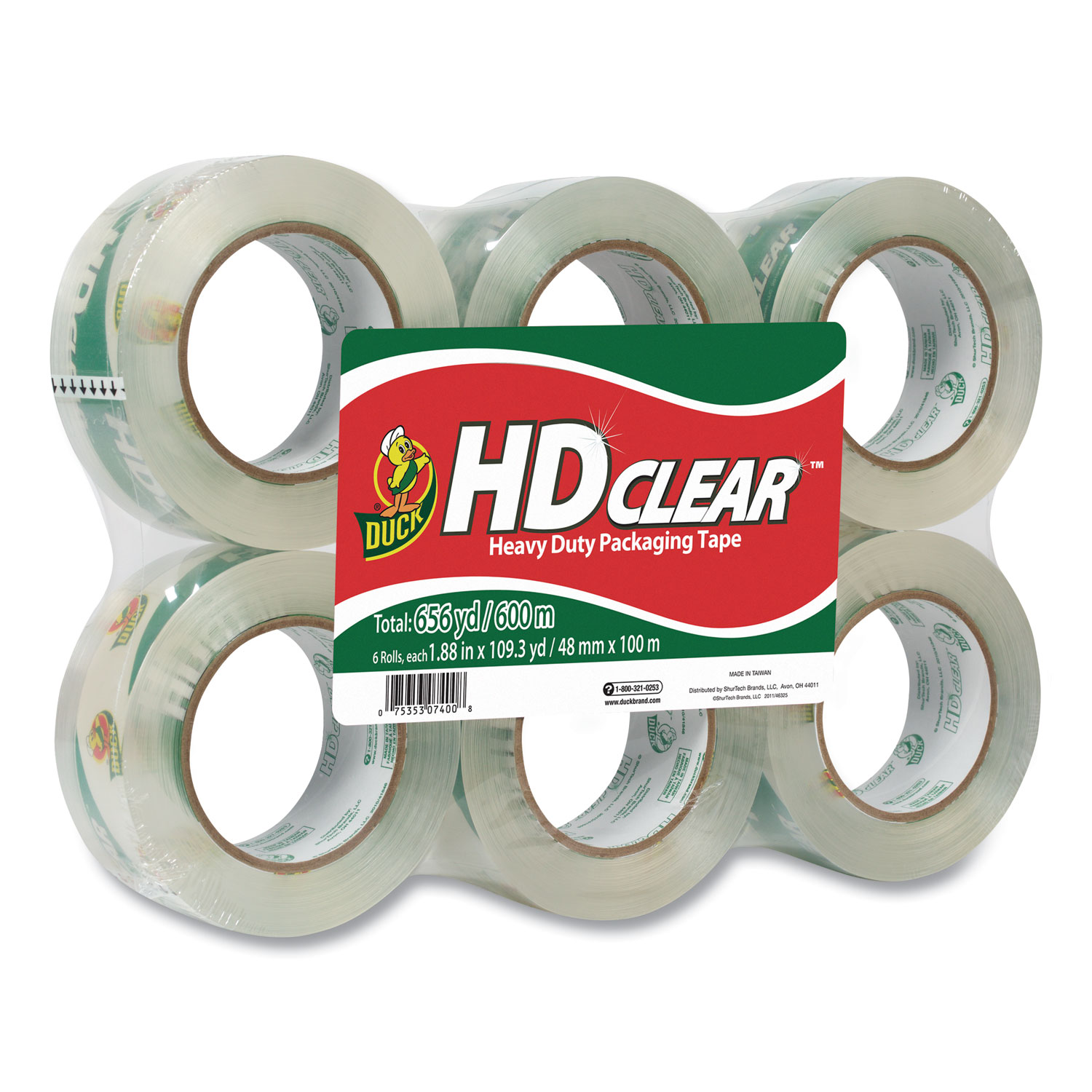  Duck 299016 HD Clear Packing Tape, 3 Core, 1.88 x 55 yds, Clear, 8/Pack (DUC299016) 