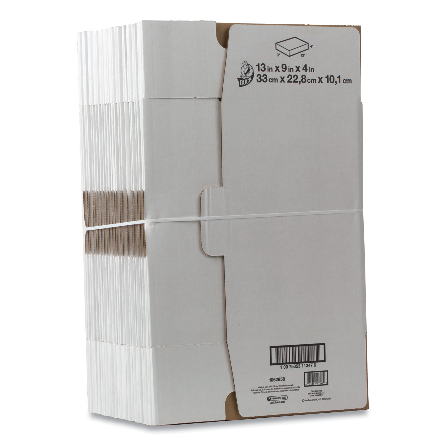  Duck 1147639 Self-Locking Mailing Box, Regular Slotted Container (RSC), 13 x 9 x 4, White, 25/Pack (DUC1147639) 