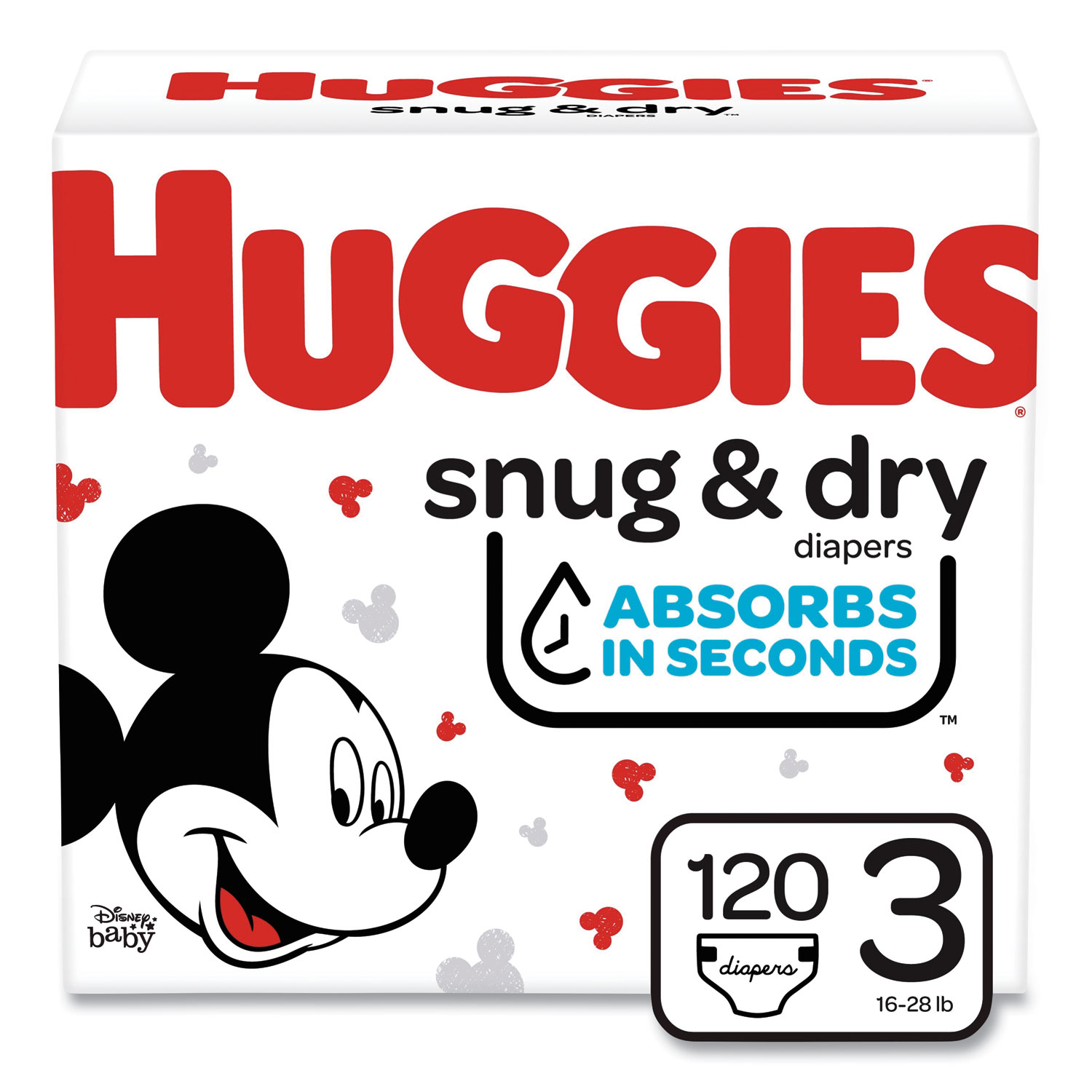  Huggies 49896 Snug and Dry Diapers, Size 3, 16 lbs to 28 lbs, 120/Carton (KCC49896) 