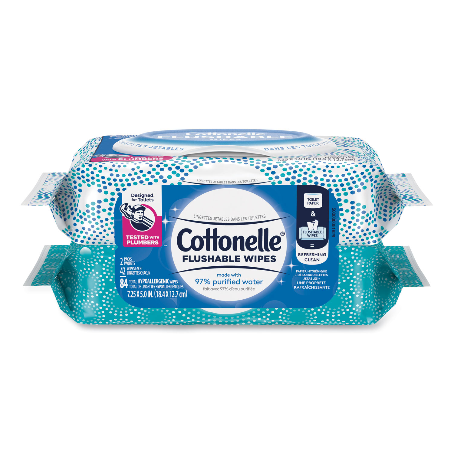  Cottonelle 35970 Fresh Care Flushable Cleansing Cloths, White, 3.73 x 5.5, 84/Pack (KCC35970) 