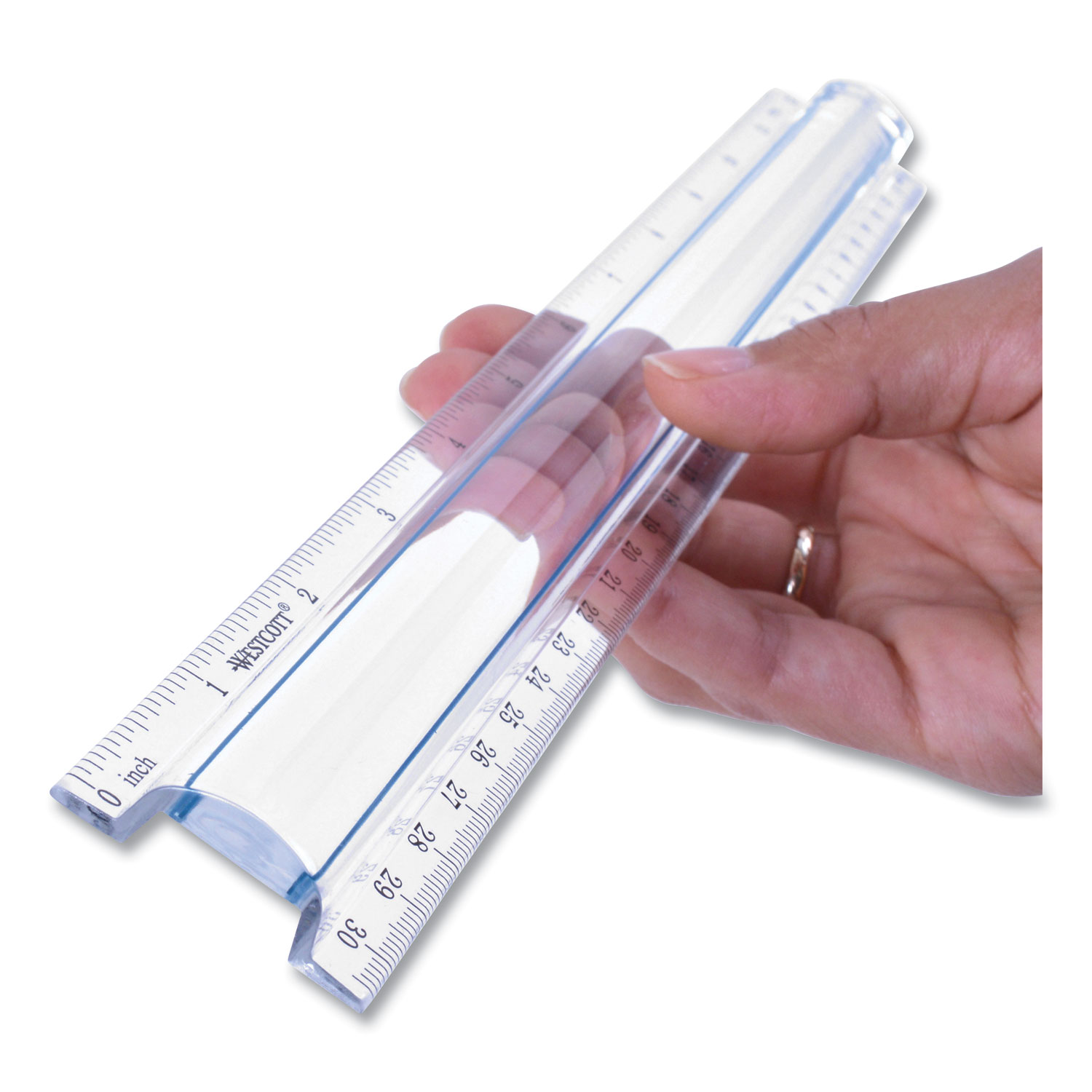 12 quot Magnifying Ruler Standard/Metric Plastic Clear National Office