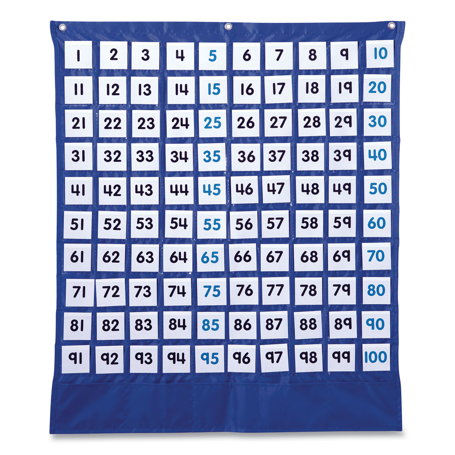 Hundreds Pocket Chart, 105 Pockets, 26 x 30, Blue - Reparto