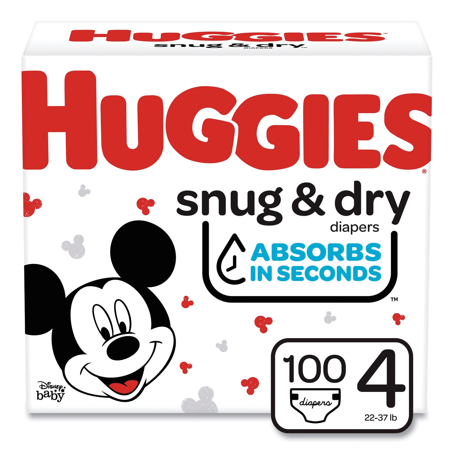  Huggies 49897 Snug and Dry Diapers, Size 4, 22 lbs to 37 lbs, 100/Carton (KCC49897) 