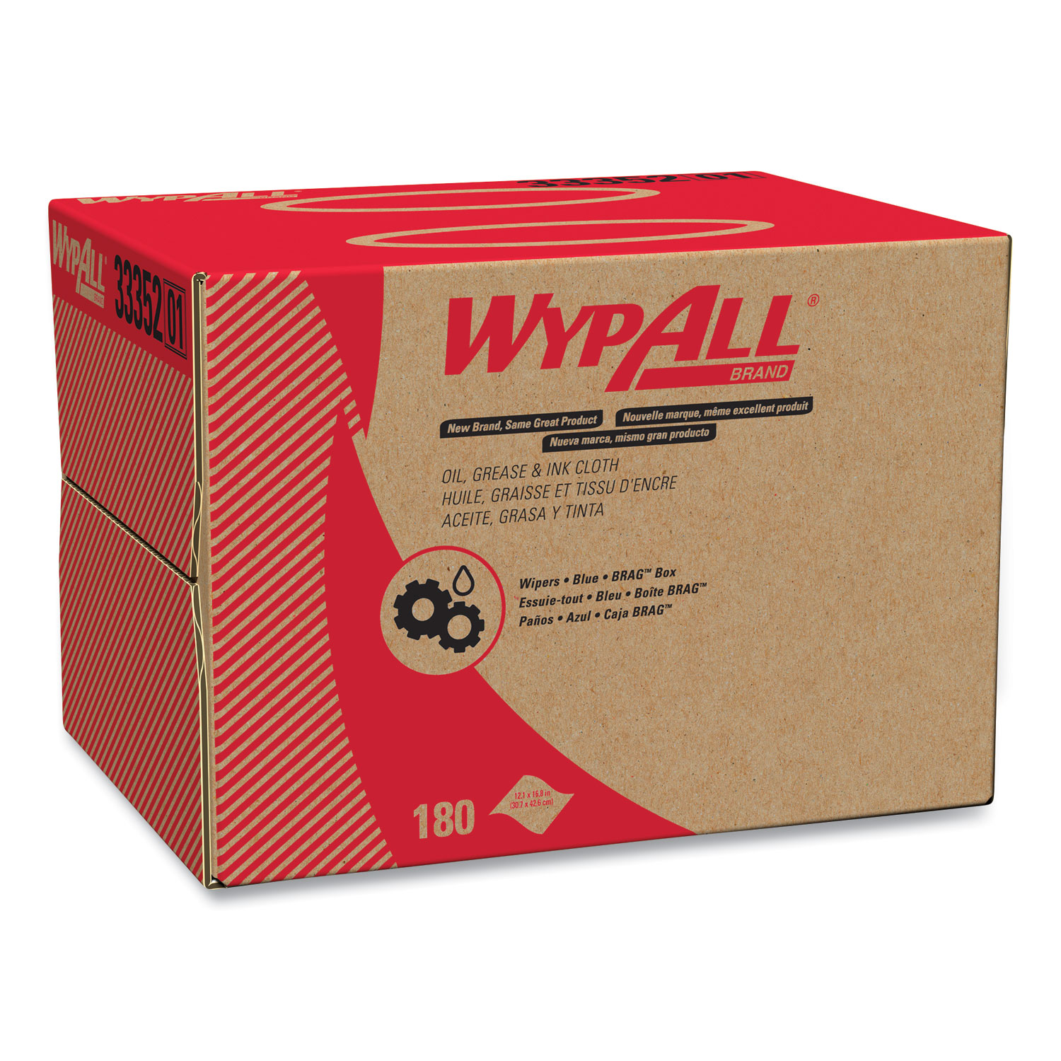  WypAll KCC 33352 Oil, Grease and Ink Cloths, BRAG Box, 12.1 x 16.8, Blue, 180/Box (KCC33352) 