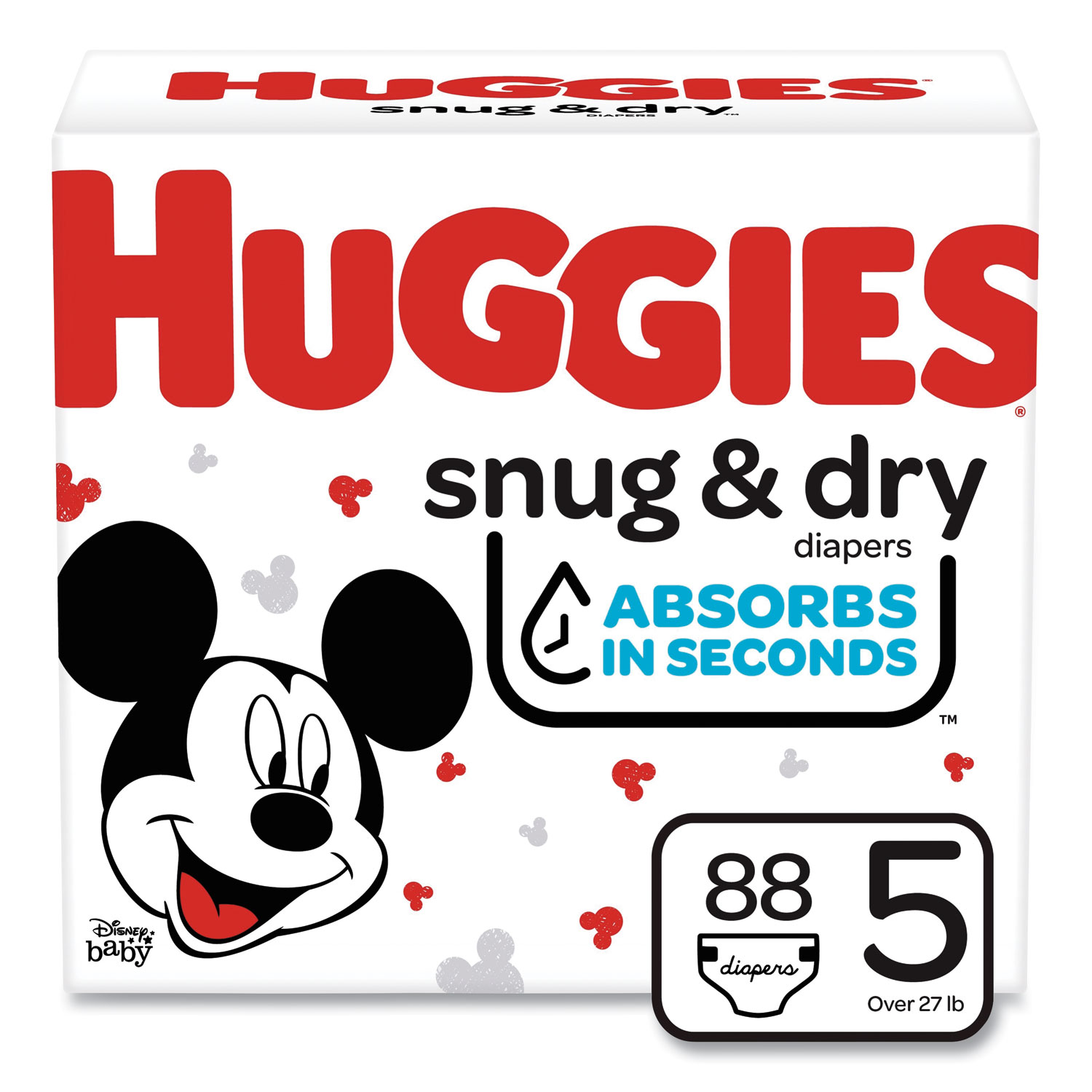  Huggies 49898 Snug and Dry Diapers, Size 5, 27 lbs min, 88/Carton (KCC49898) 