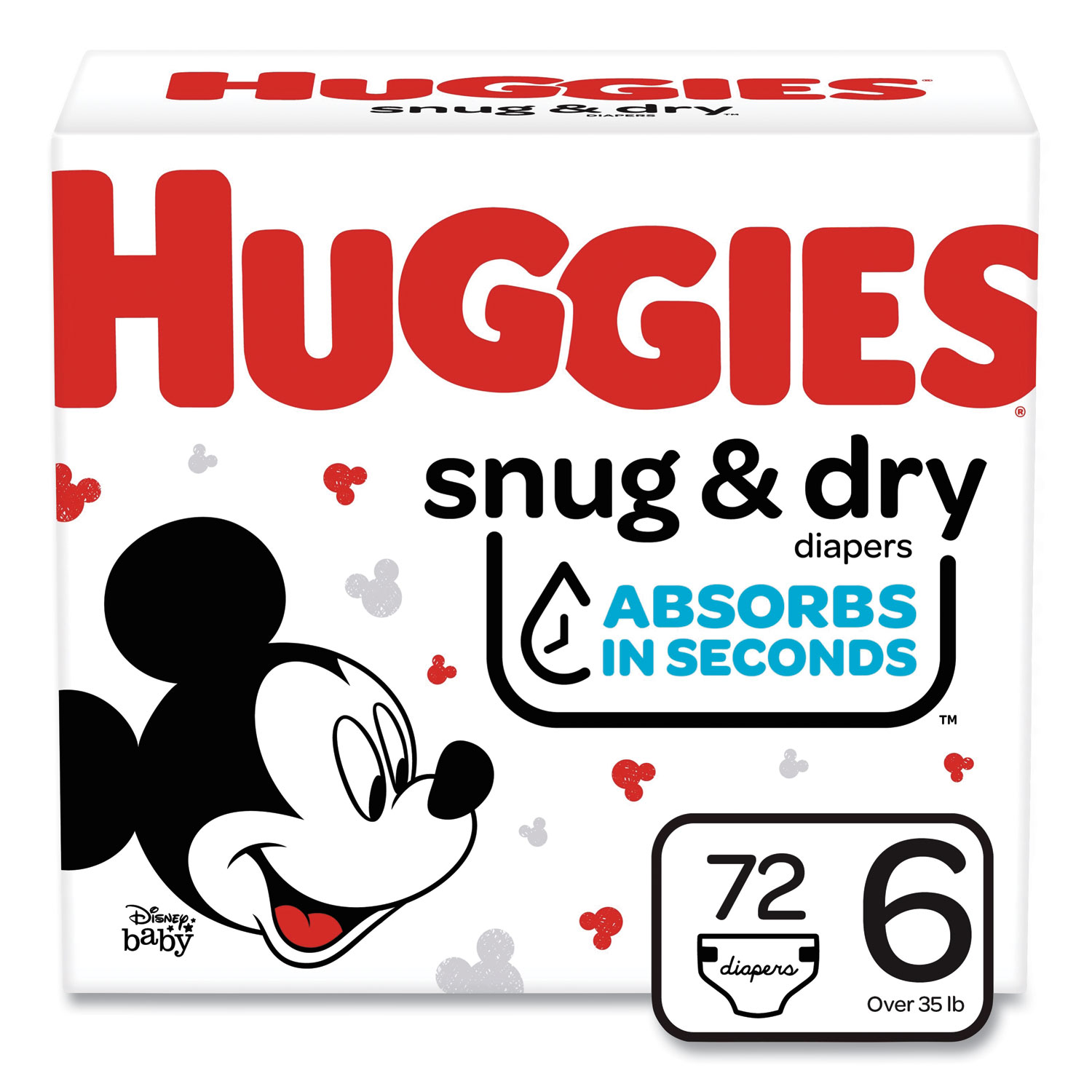  Huggies 49899 Snug and Dry Diapers, Size 6, 35 lbs min, 72/Carton (KCC49899) 