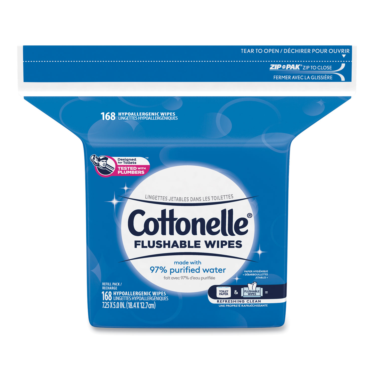  Cottonelle 10358 Fresh Care Flushable Cleansing Cloths, White, 5 x 7 1/4, 168/Pack (KCC10358EA) 