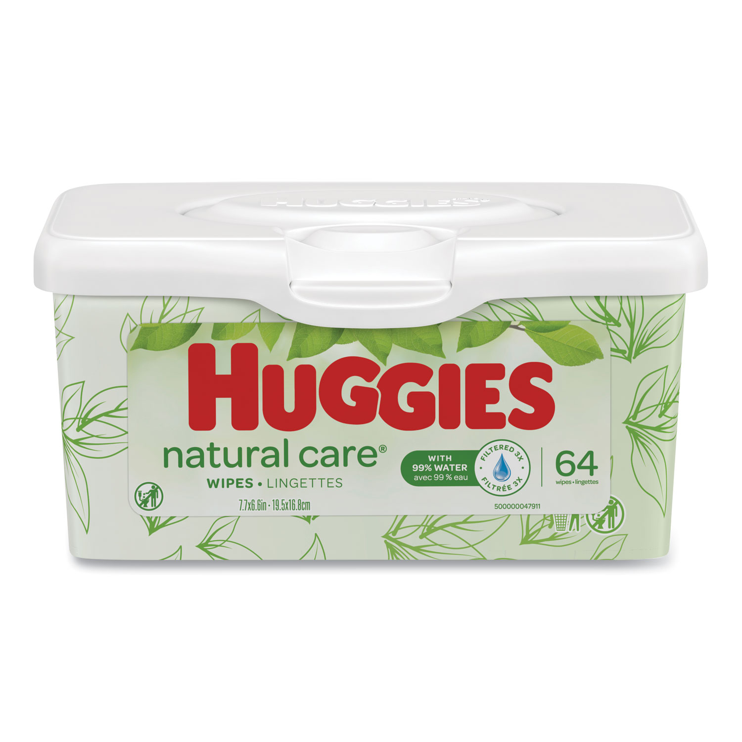  Huggies 39301 Natural Care Baby Wipes, Unscented, White, 64/Tub, 4 Tub/Carton (KCC39301) 