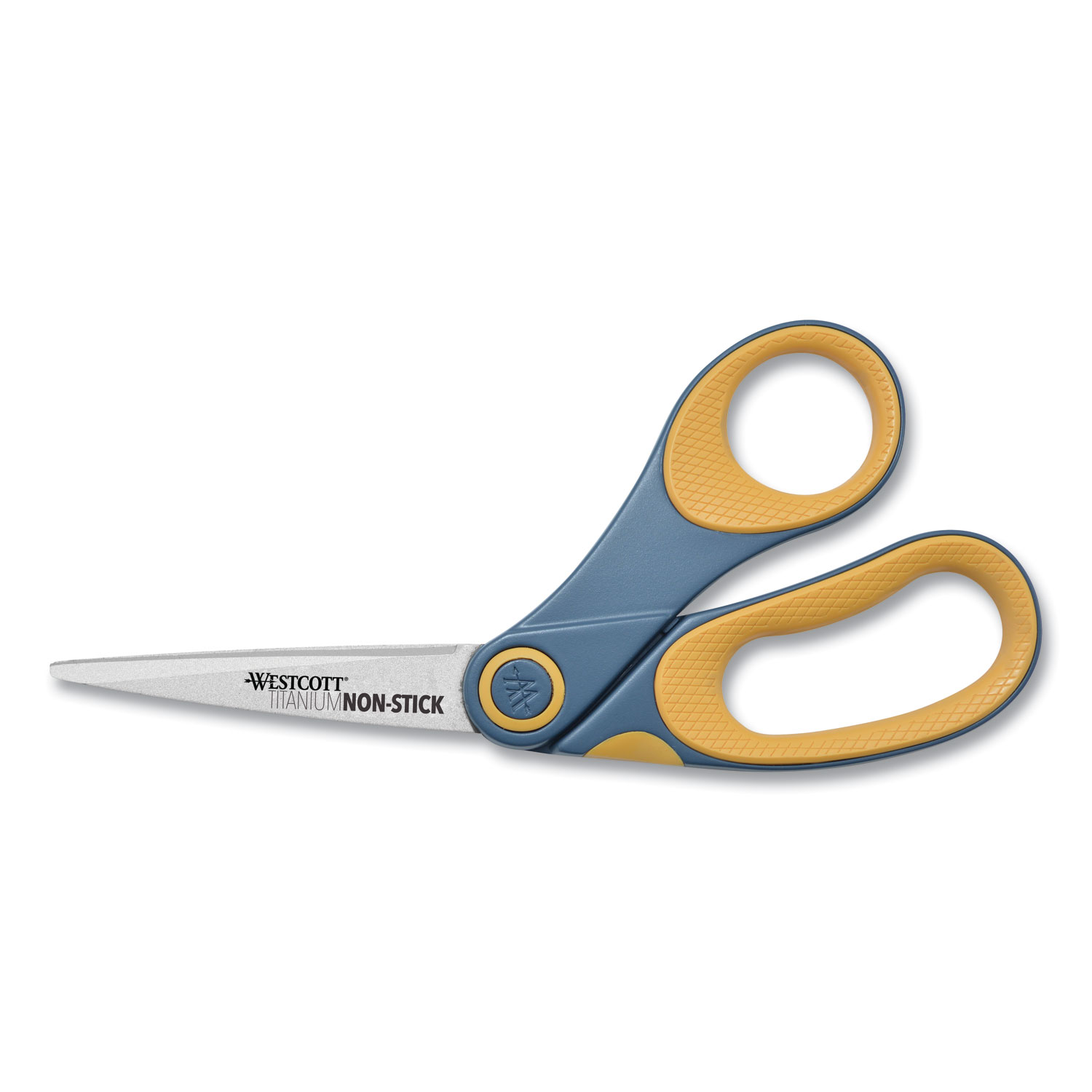  Westcott 14850 Non-Stick Titanium Bonded Scissors, 8 Long, 3.25 Cut Length, Gray/Yellow Offset Handle (ACM14850) 