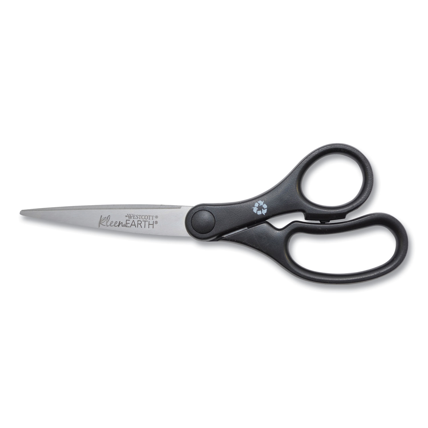 Westcott 15582 KleenEarth Basic Plastic Handle Scissors, Pointed Tip, 7 Long, 2.8 Cut Length, Black Straight Handle (ACM15582) 