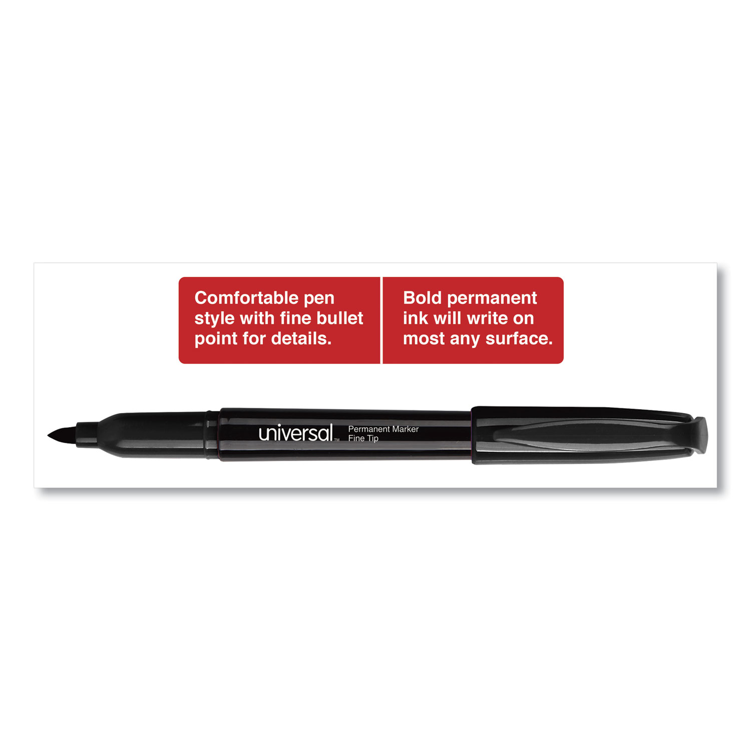 Tru Red Pen Style Dry Erase Marker, Fine Bullet Tip, Black, 4/Pack