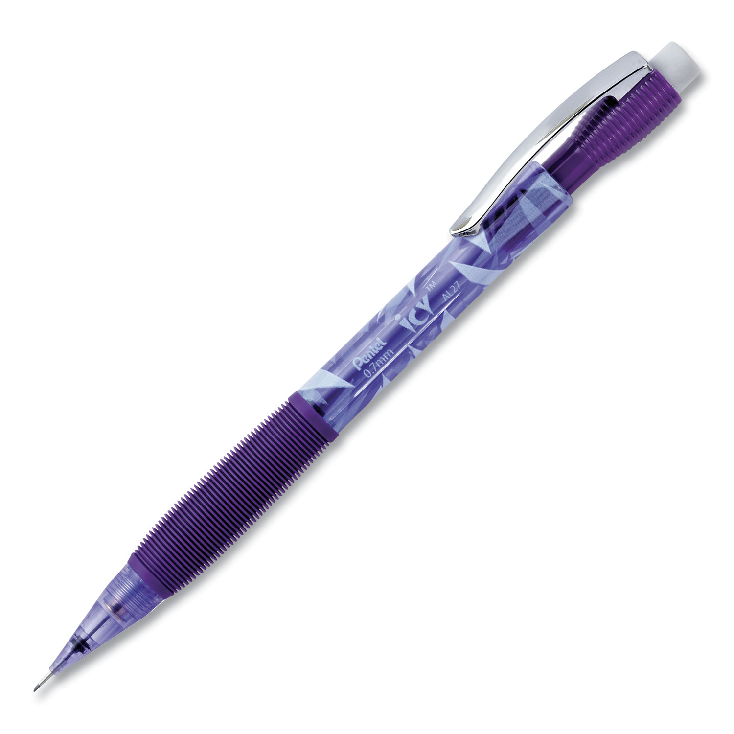  Pentel AL27TV Icy Mechanical Pencil, 0.7 mm, HB (#2.5), Black Lead, Transparent Violet Barrel, Dozen (PENAL27TV) 