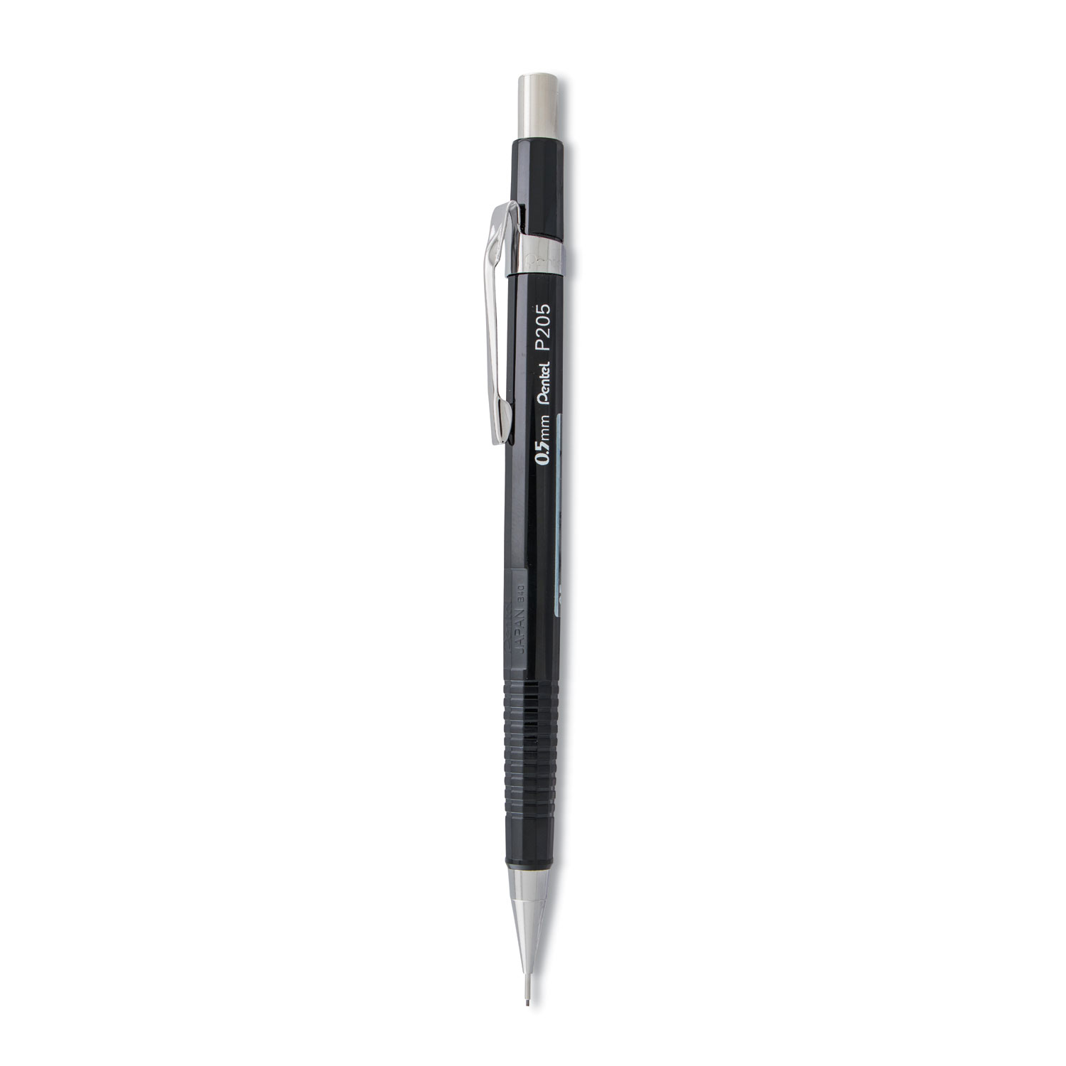  Pentel P205A Sharp Mechanical Pencil, 0.5 mm, HB (#2.5), Black Lead, Black Barrel (PENP205A) 