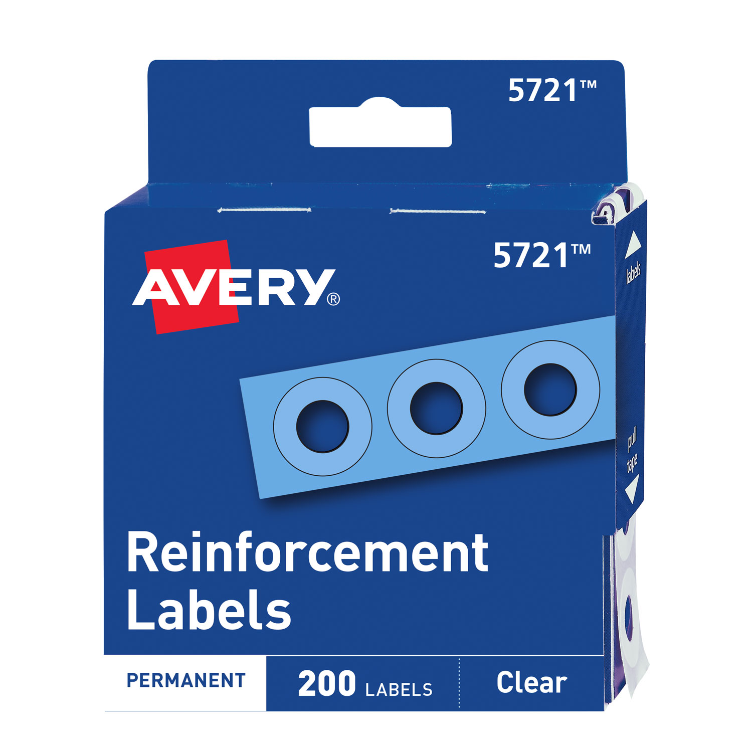 Avery Hole Reinforcements, Clear, 200 Labels (5721) - AVE05721 