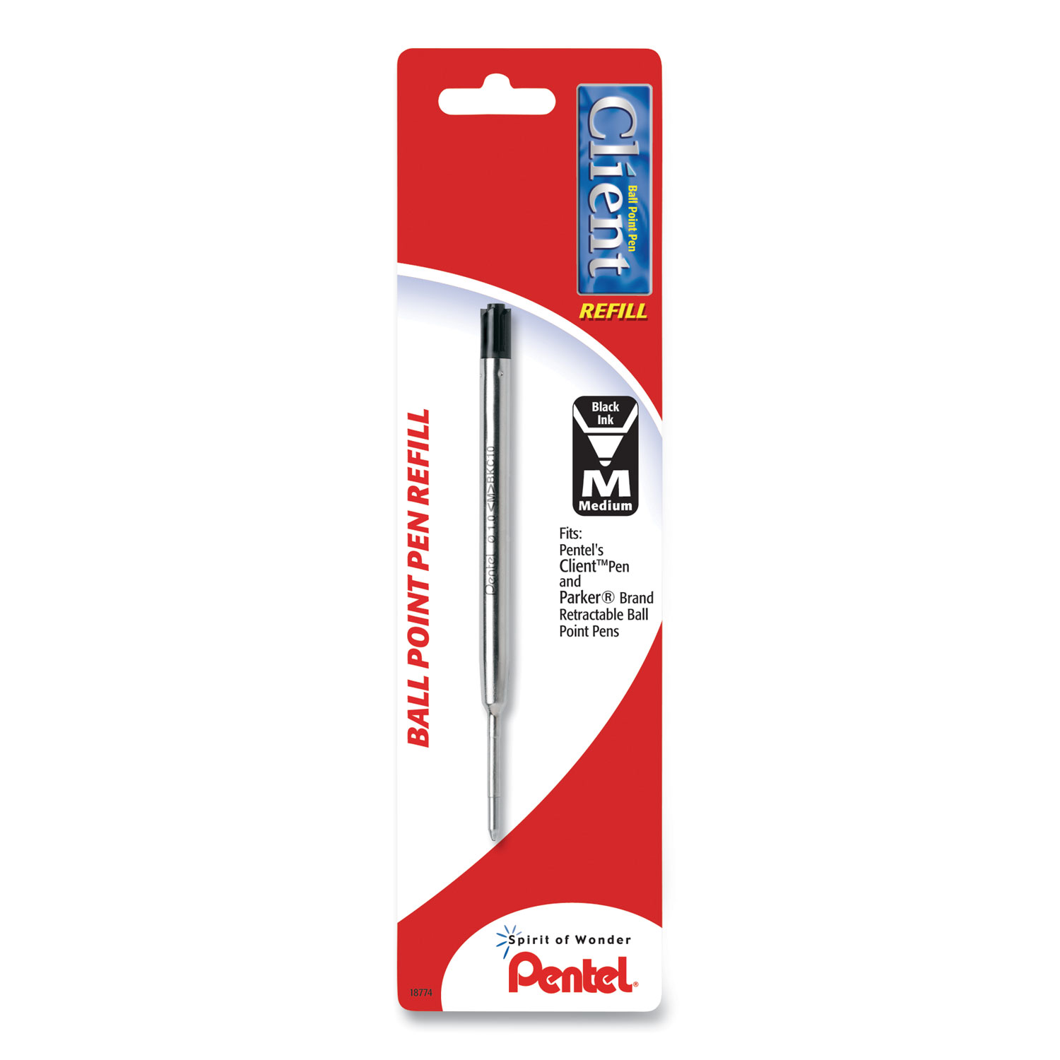  Pentel BKC10BPA Refill for Pentel Client Ballpoint Pens, Medium Point, Black Ink (PENBKC10BPA) 