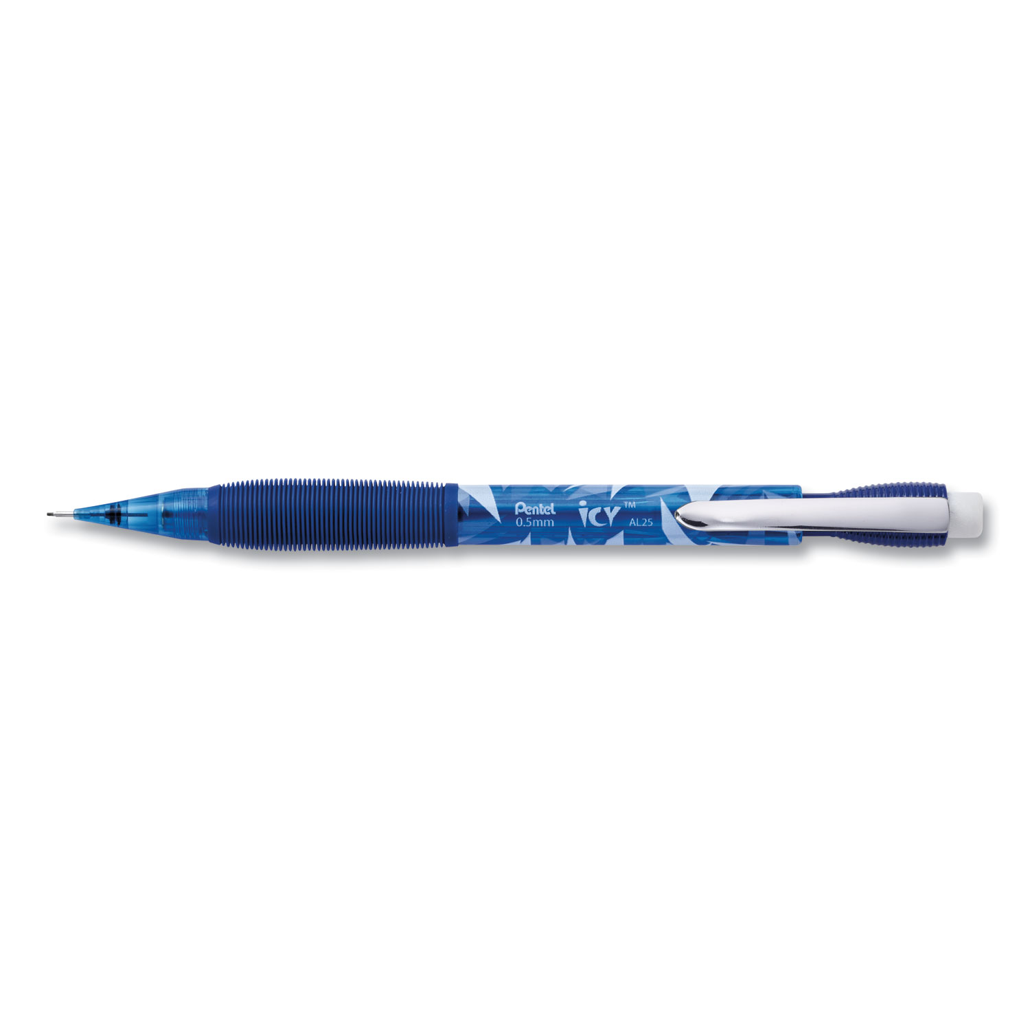  Pentel AL25TC Icy Mechanical Pencil, 0.5 mm, HB (#2.5), Black Lead, Transparent Blue Barrel, Dozen (PENAL25TC) 