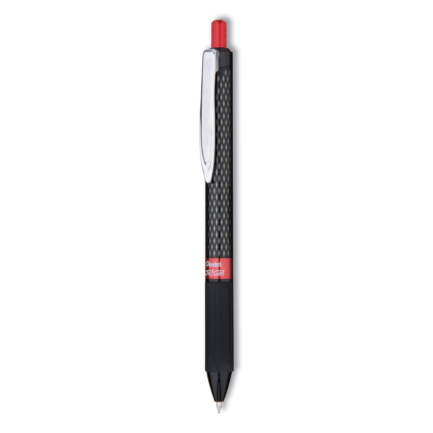  Pentel K497B Oh! Gel Retractable Gel Pen, Medium 0.7mm, Red Ink, Black Barrel, Dozen (PENK497B) 