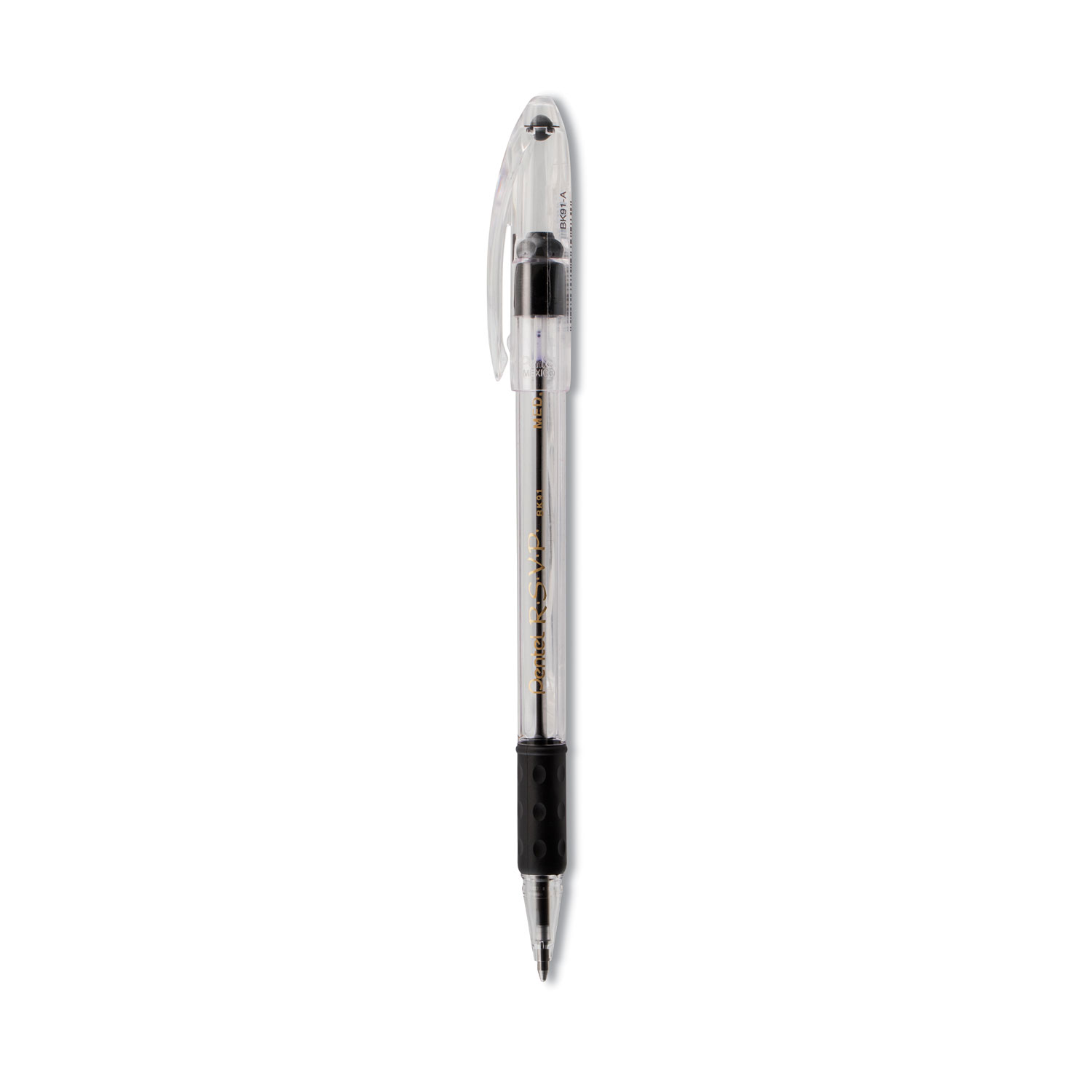  Pentel BK91A R.S.V.P. Stick Ballpoint Pen, Medium 1mm, Black Ink, Translucent Barrel, Dozen (PENBK91A) 