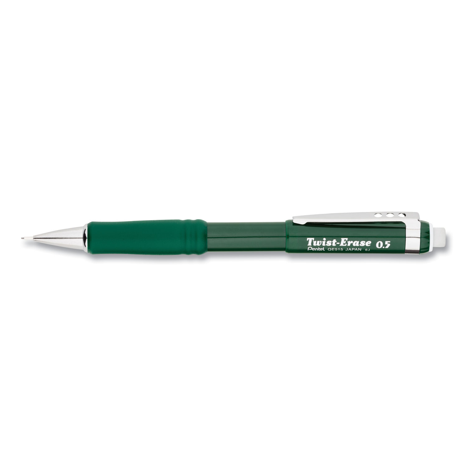  Pentel QE515D Twist-Erase III Mechanical Pencil, 0.5 mm, HB (#2.5), Black Lead, Green Barrel (PENQE515D) 