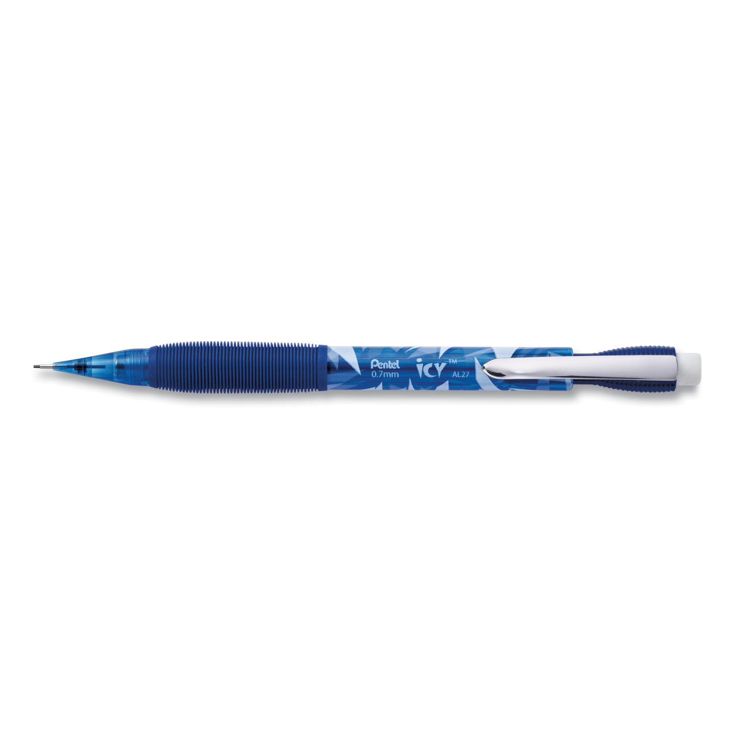  Pentel AL27TC Icy Mechanical Pencil, 0.7 mm, HB (#2.5), Black Lead, Transparent Blue Barrel, Dozen (PENAL27TC) 