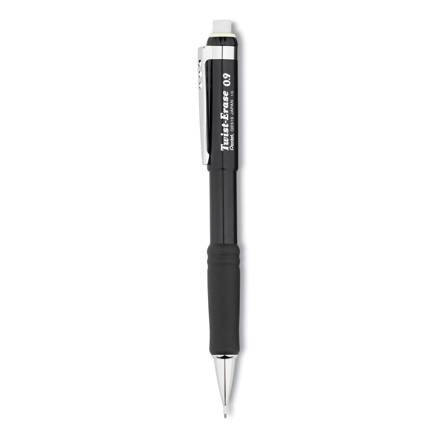  Pentel QE519A Twist-Erase III Mechanical Pencil, 0.9 mm, HB (#2.5), Black Lead, Black Barrel (PENQE519A) 
