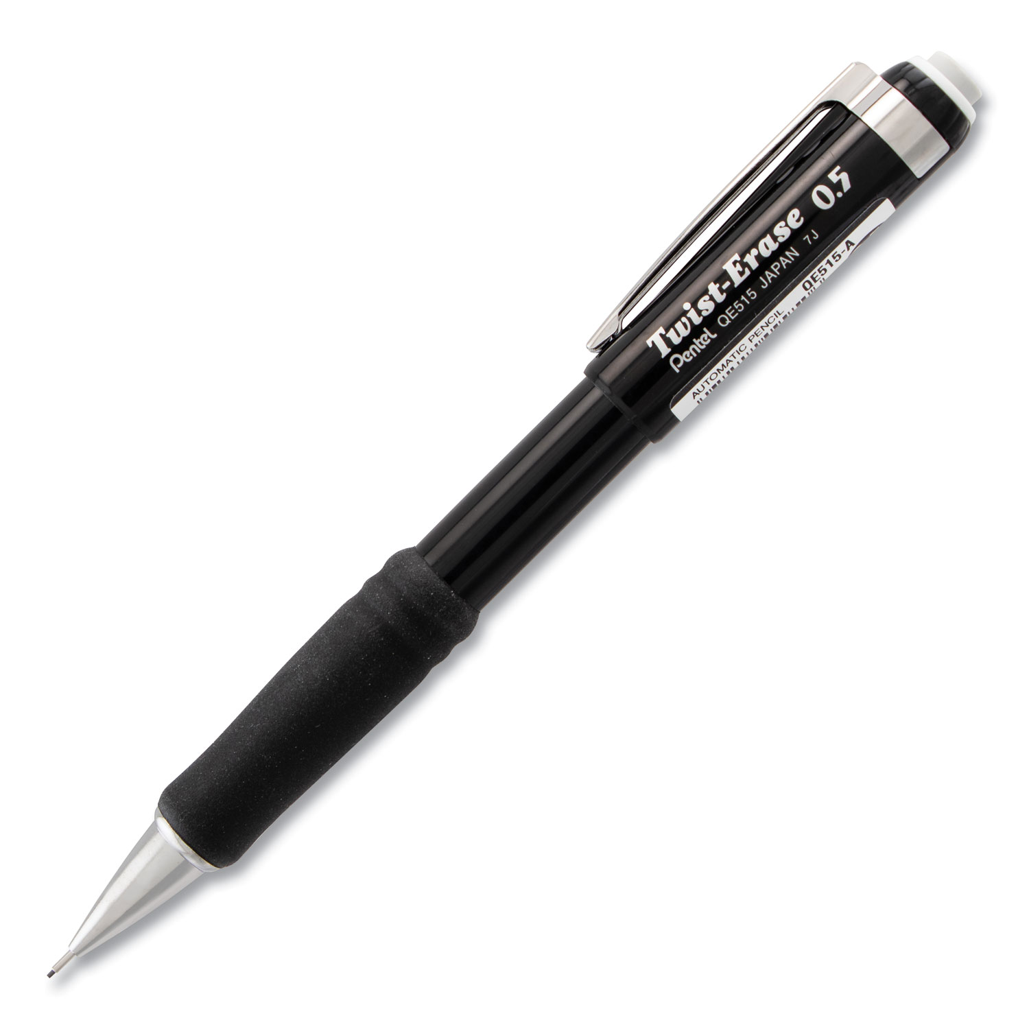  Pentel QE515A Twist-Erase III Mechanical Pencil, 0.5 mm, HB (#2.5), Black Lead, Black Barrel (PENQE515A) 