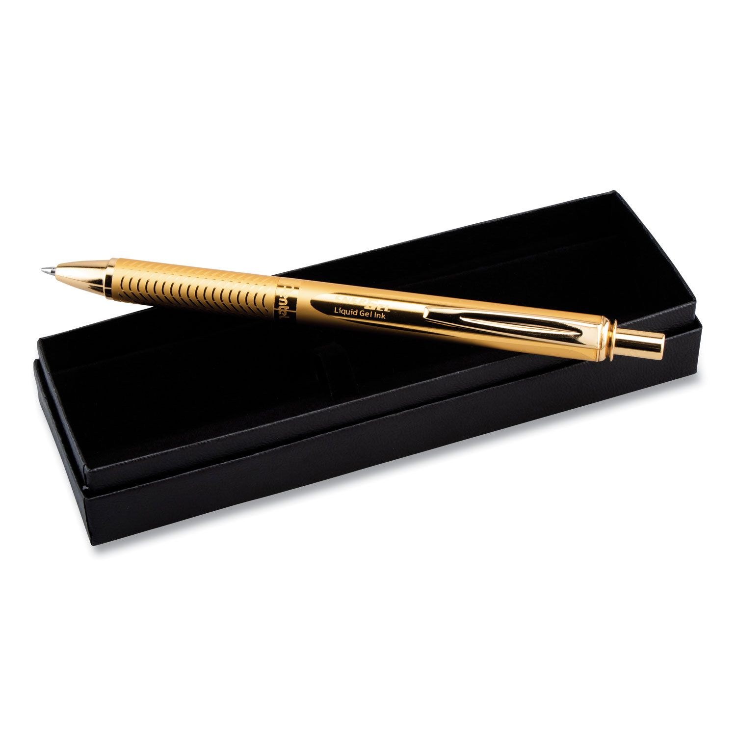  Pentel BL407XABX EnerGel Alloy Retractable Gel Pen, Medium 0.7mm, Black Ink, Gold Barrel (PENBL407XABX) 