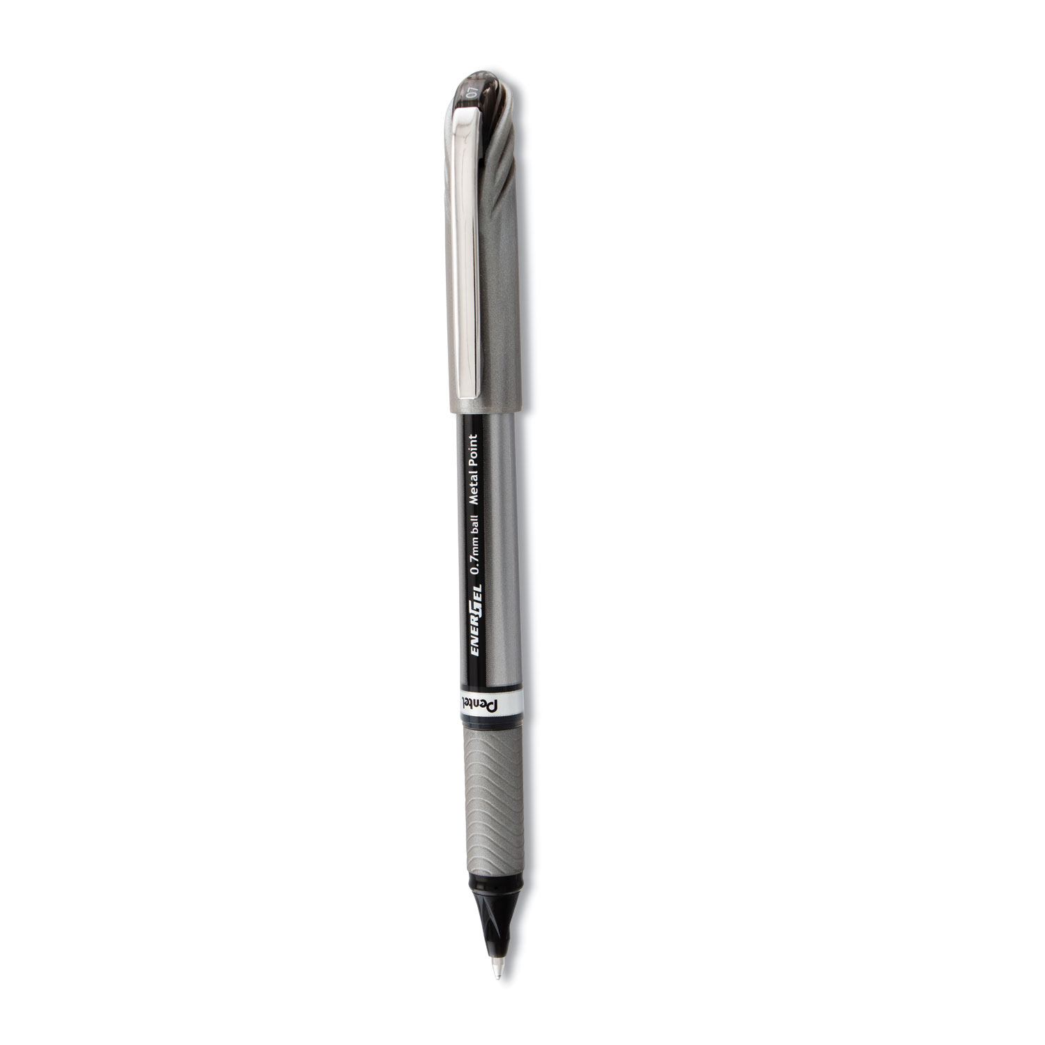  Pentel BL27A EnerGel NV Stick Gel Pen, 0.7 mm Metal Tip, Black Ink, Gray Barrel, Dozen (PENBL27A) 