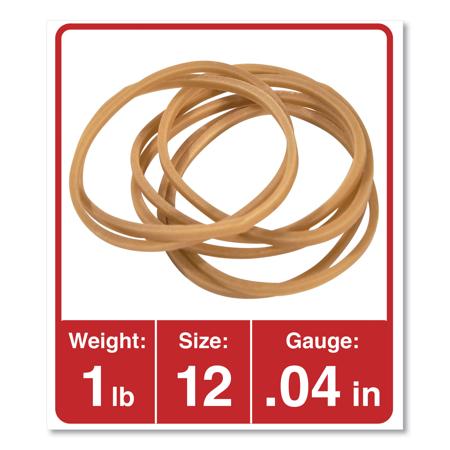 Rubber Bands, Size 12, 0.04" Gauge, Beige, 1 lb Box, 2,500/Pack Zerbee