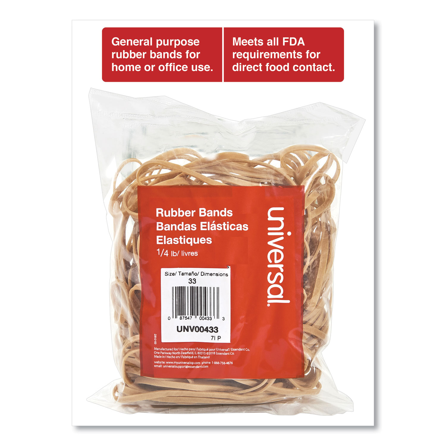 Rubber Bands, Size 33, 0.04 Gauge, Beige, 4 oz Box, 160/Pack - ASE Direct