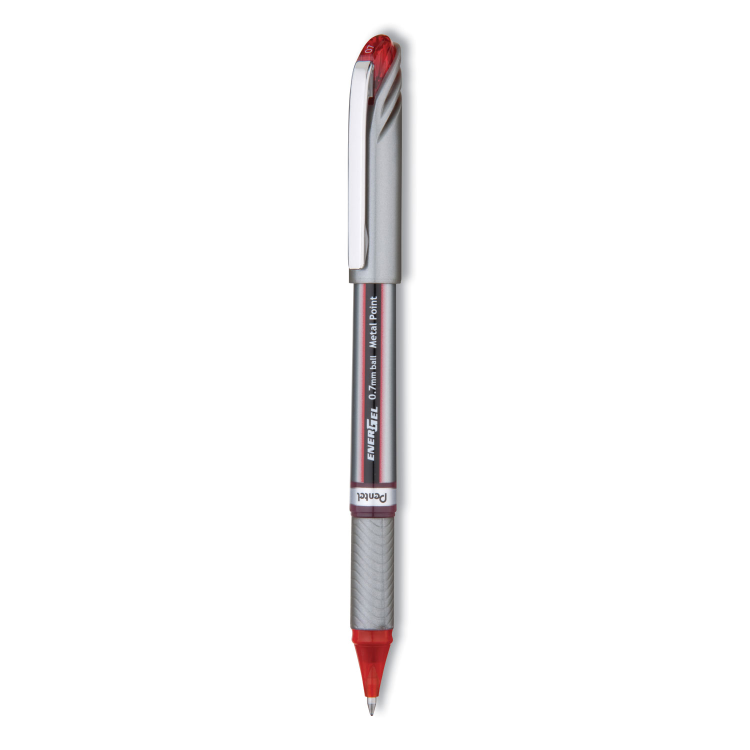  Pentel BL27B EnerGel NV Stick Gel Pen, 0.7 mm Metal Tip, Red Ink/Barrel, Dozen (PENBL27B) 