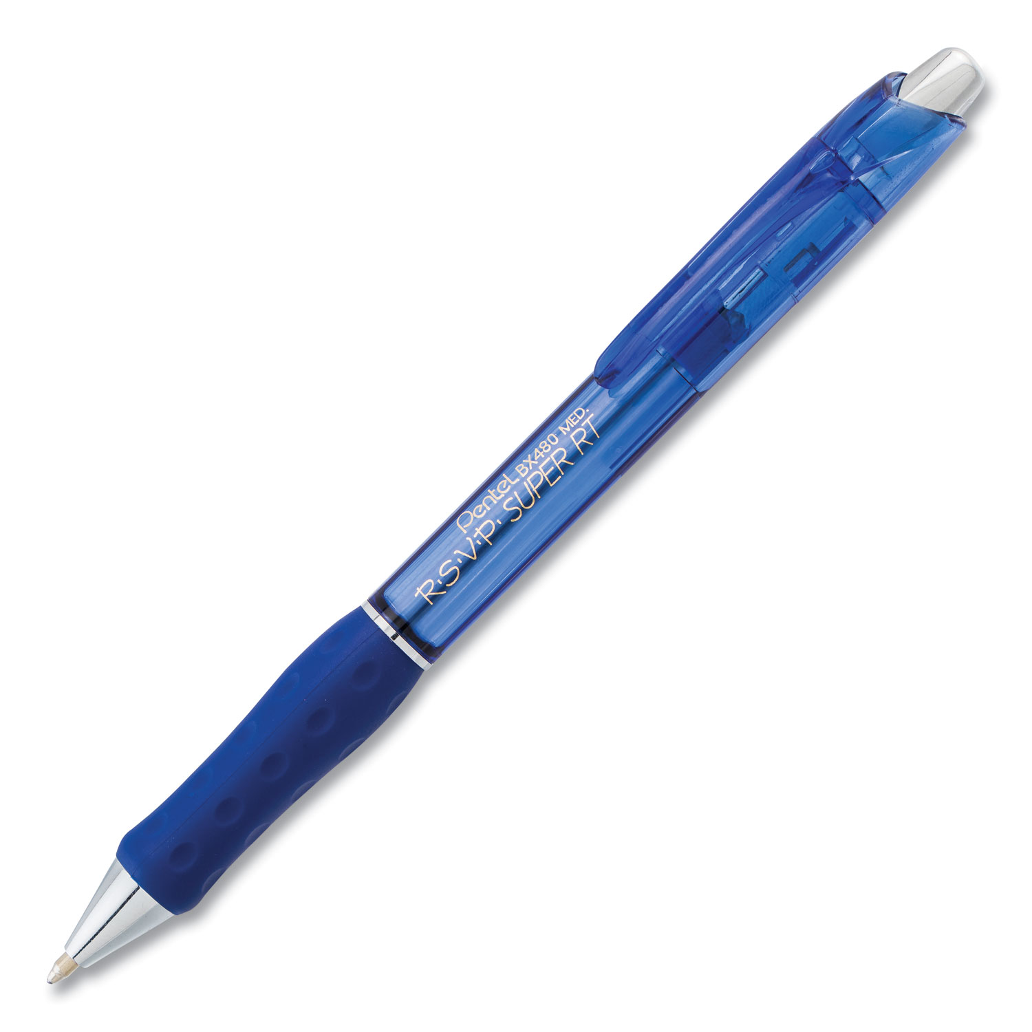  Pentel BX480-C R.S.V.P. Super RT Retractable Ballpoint Pen, 1mm, Blue Ink/Barrel, Dozen (PENBX480C) 