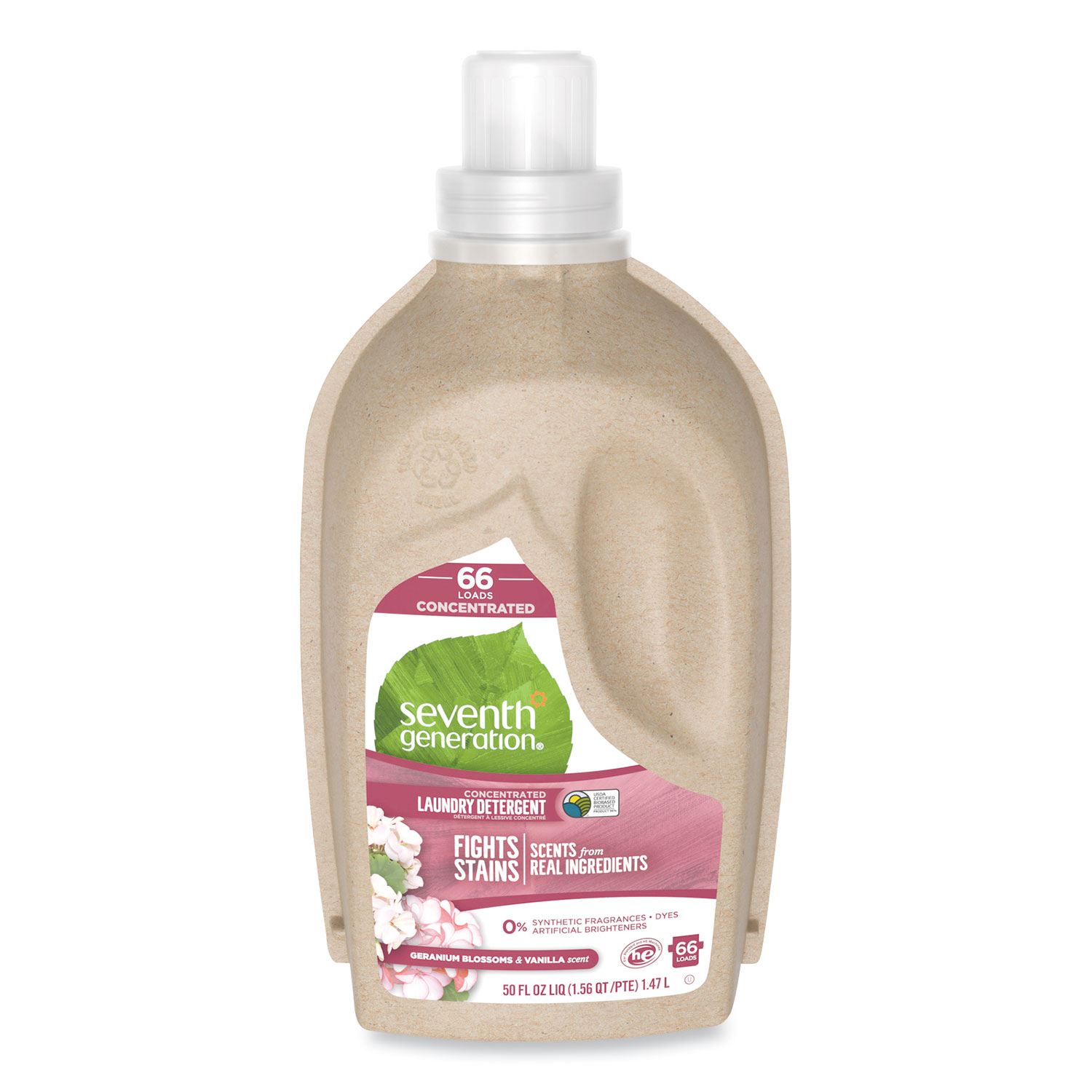 Seventh Generation® Natural Liquid Laundry Detergent, Geranium Blossoms and Vanilla, 50 oz Bottle, 6/Carton